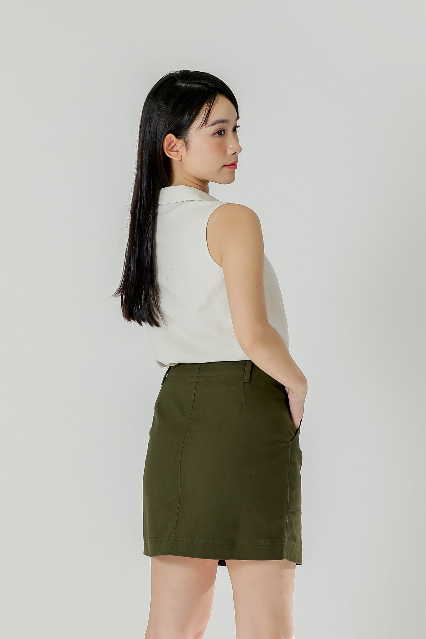 Maxine Patch Pocket Skirt - Army Green