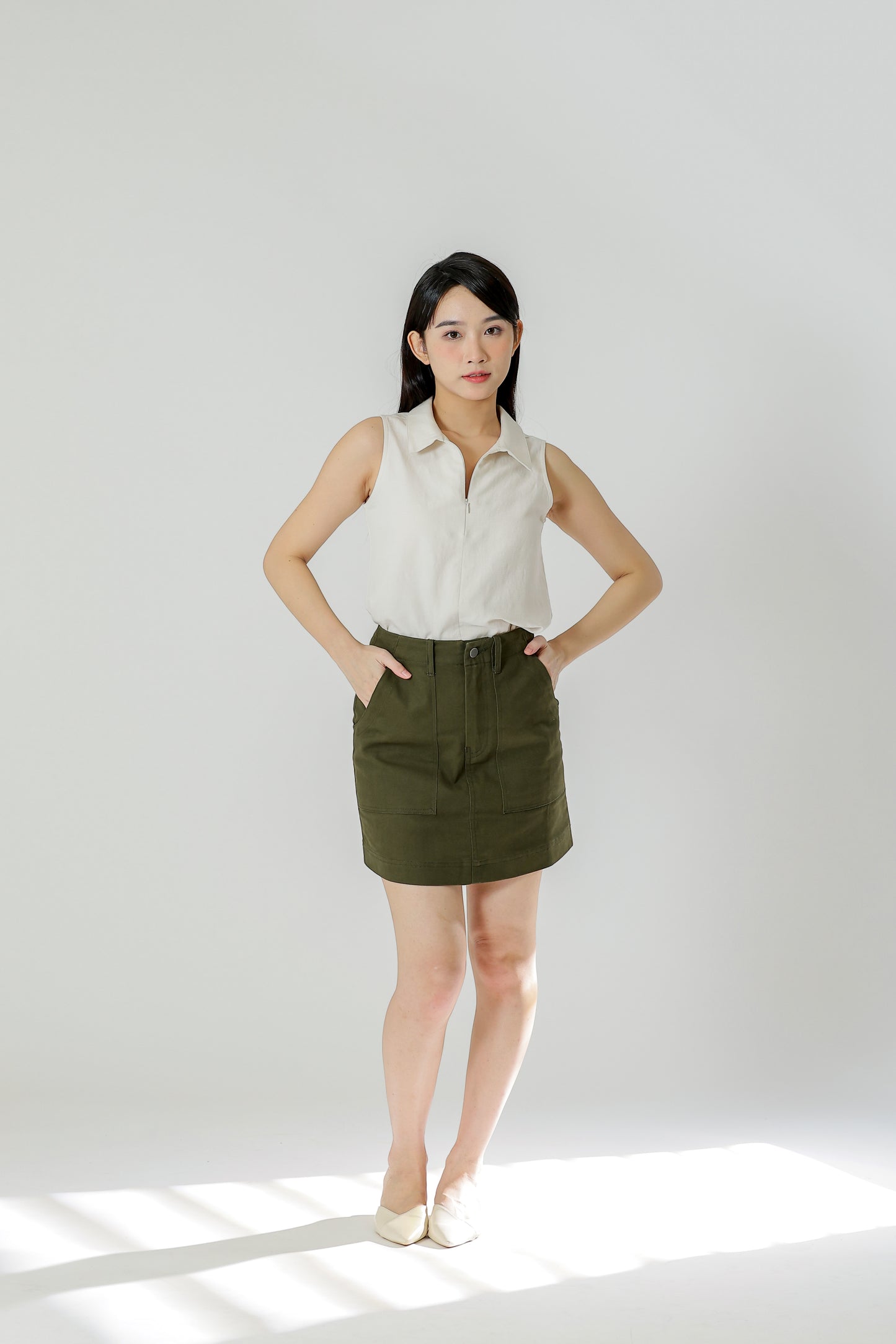 Maxine Patch Pocket Skirt - Army Green