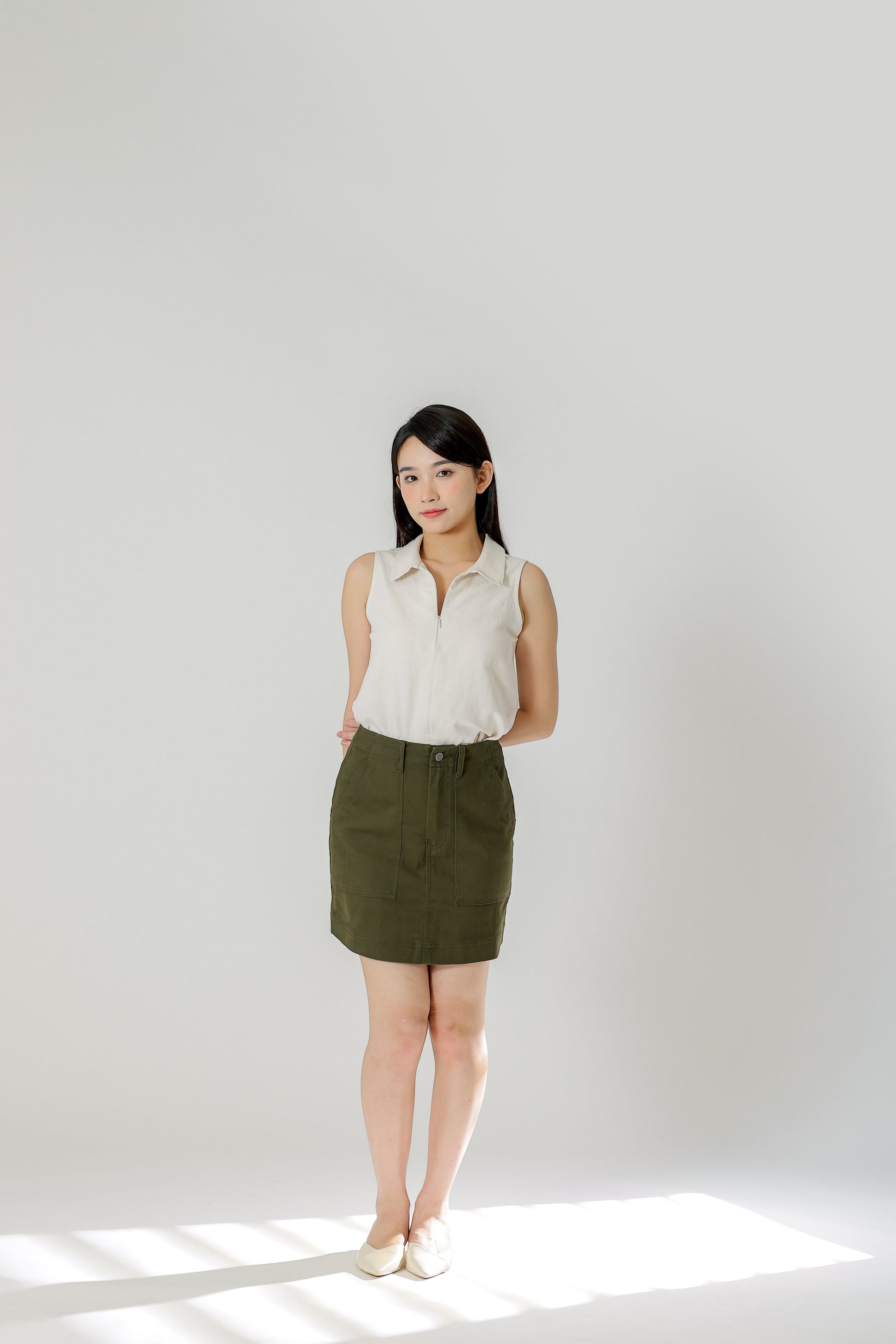 Maxine Patch Pocket Skirt - Army Green
