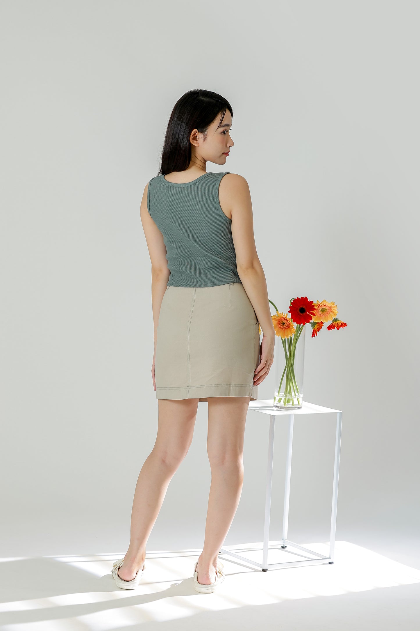 Maxine Patch Pocket Skirt - Cream