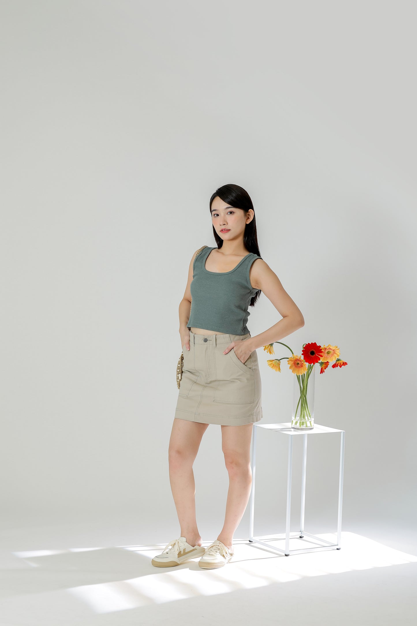 Maxine Patch Pocket Skirt - Cream