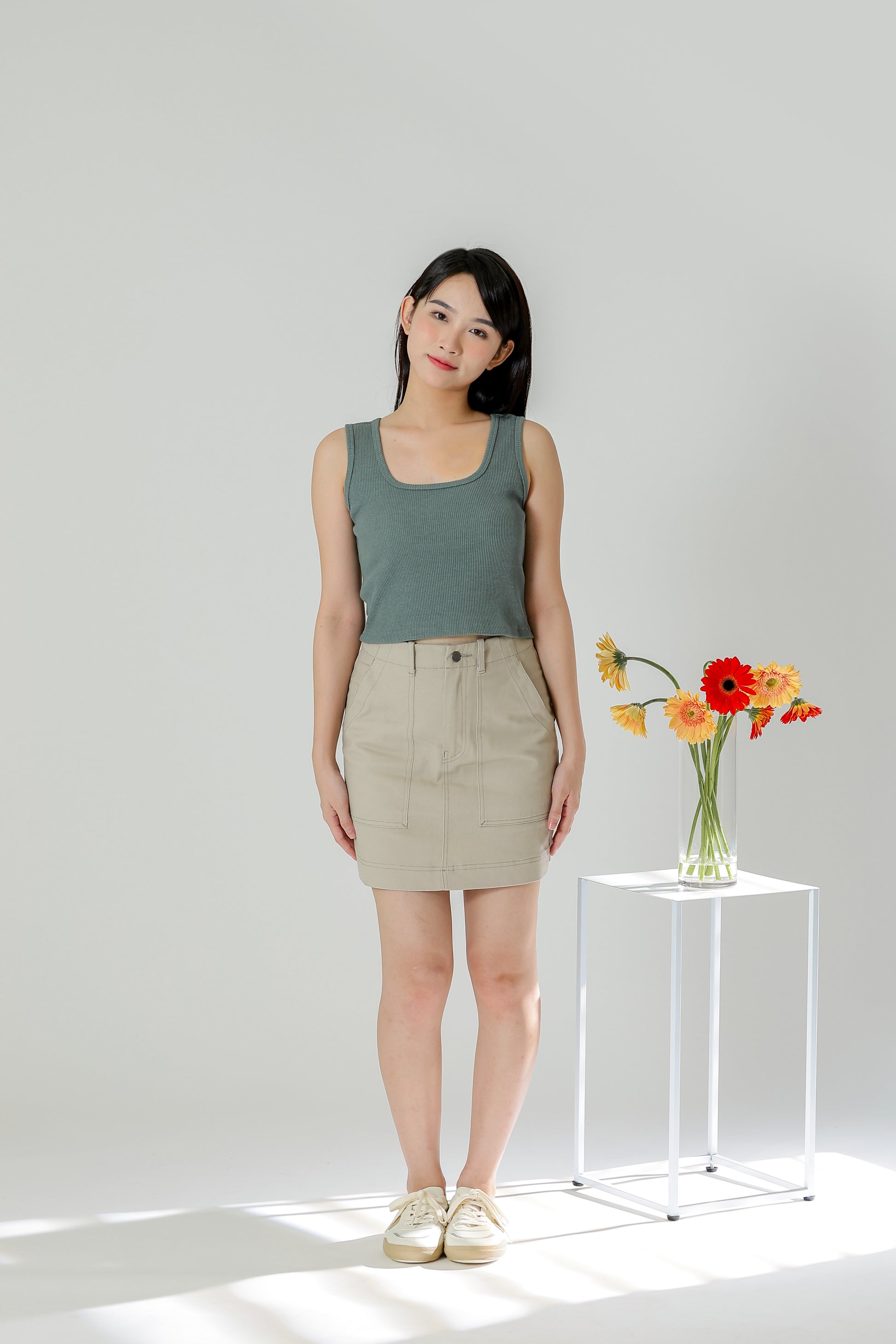 Maxine Patch Pocket Skirt - Cream