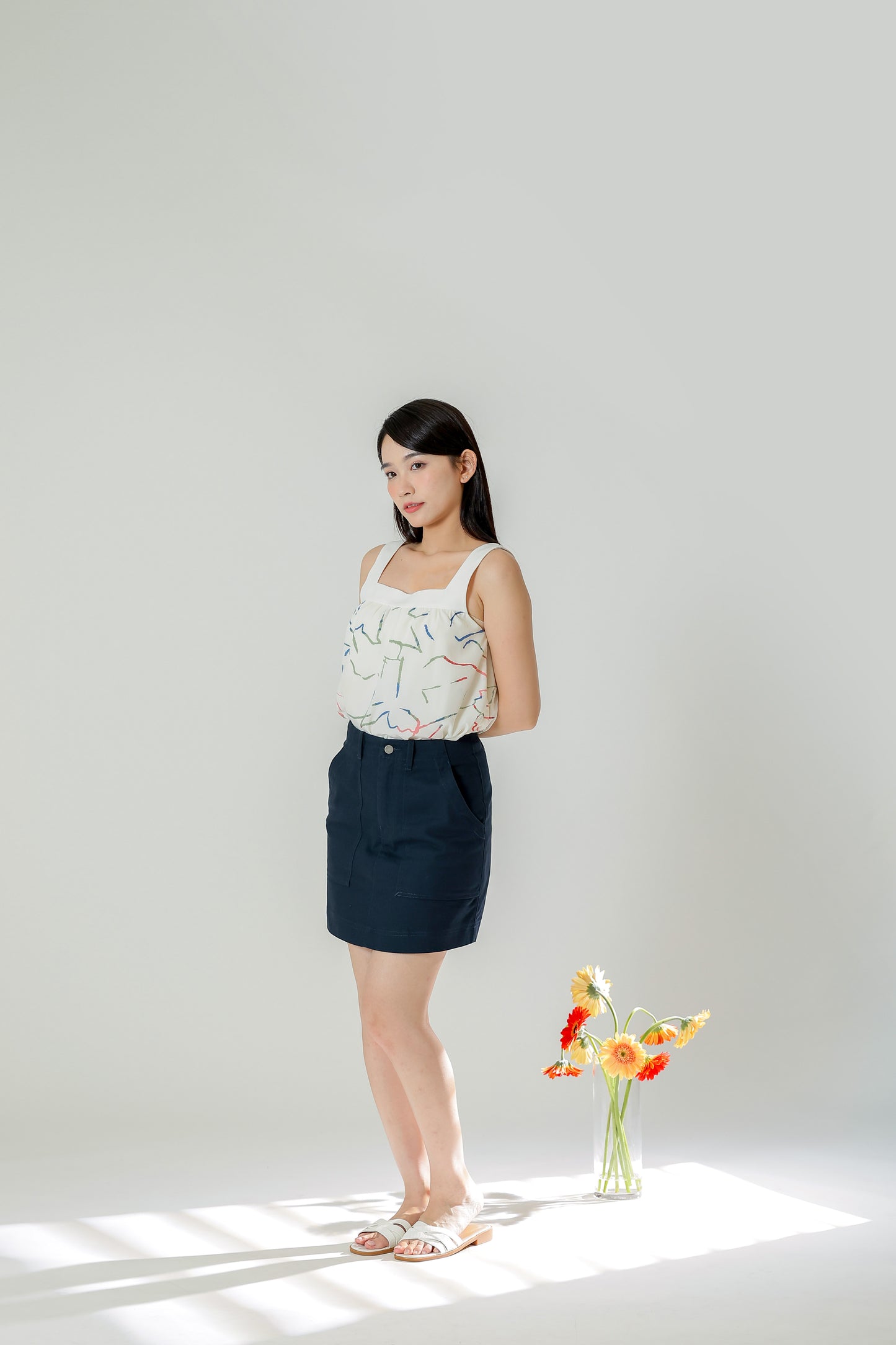 Maxine Patch Pocket Skirt - Navy