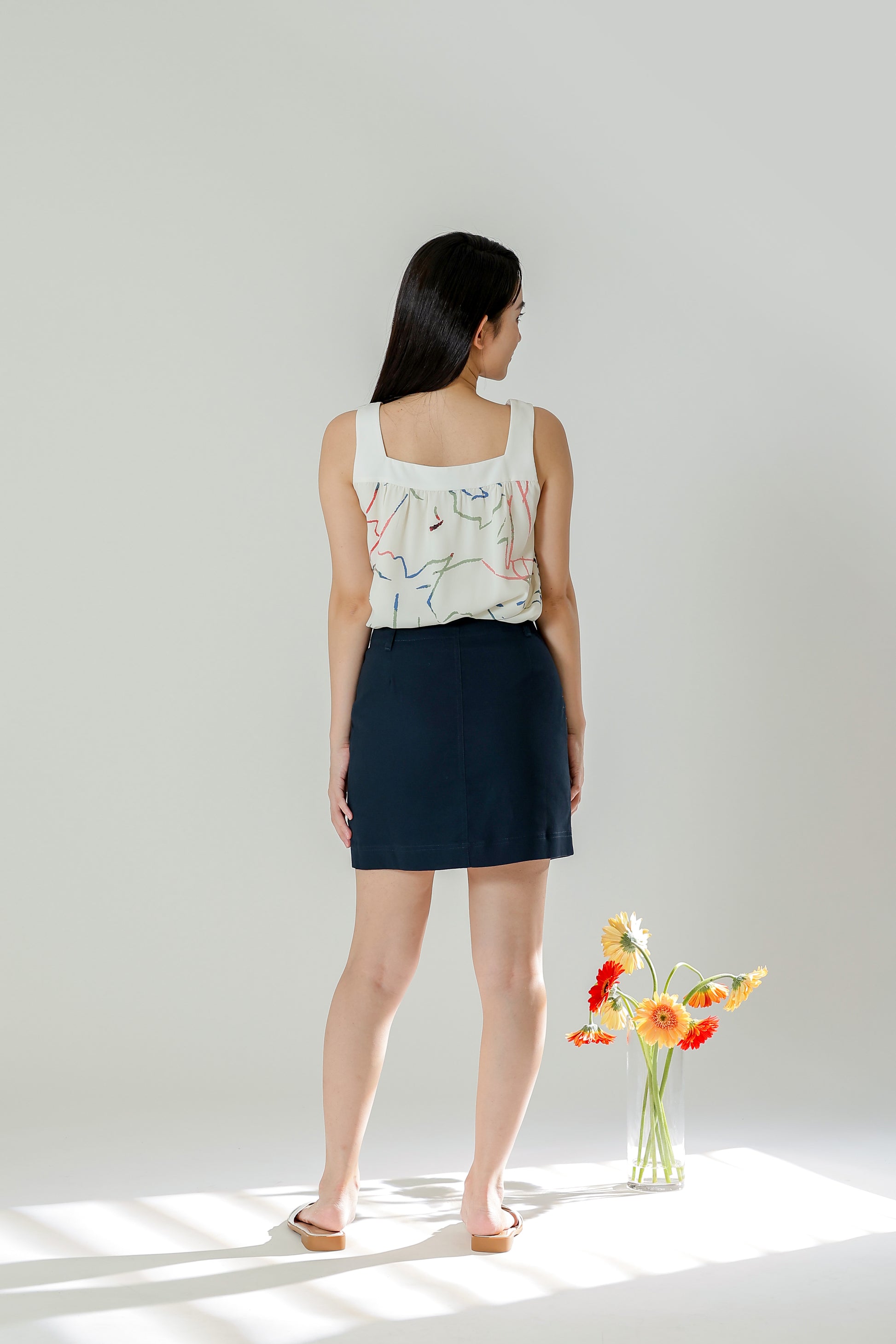 Maxine Patch Pocket Skirt - Navy