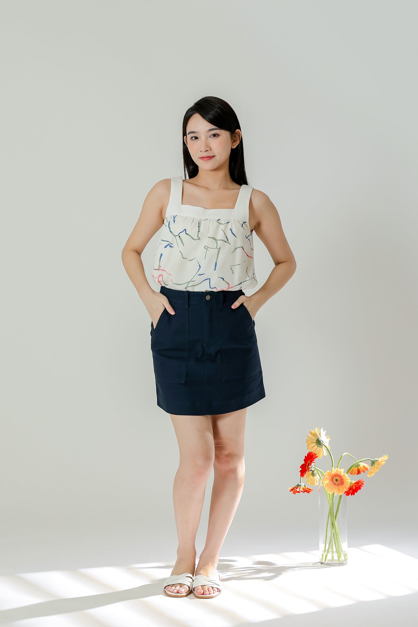 Maxine Patch Pocket Skirt - Navy