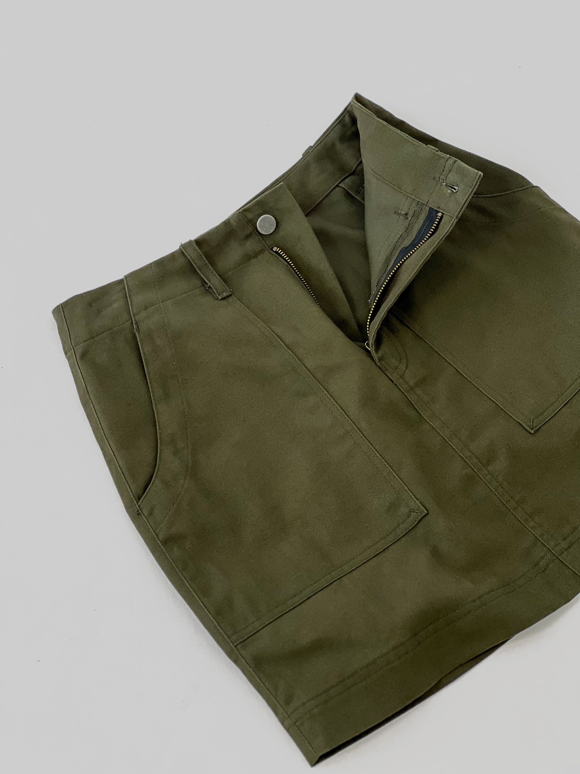Maxine Patch Pocket Skirt - Army Green
