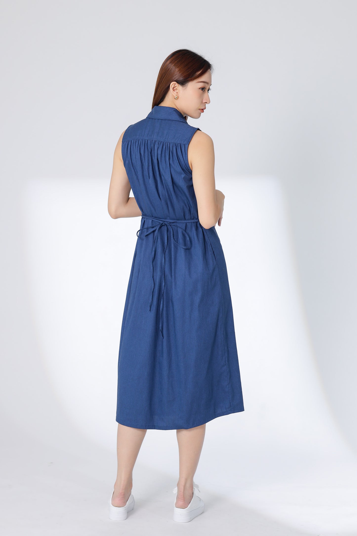 Mirren Sleeveless Shirt Dress - Blue
