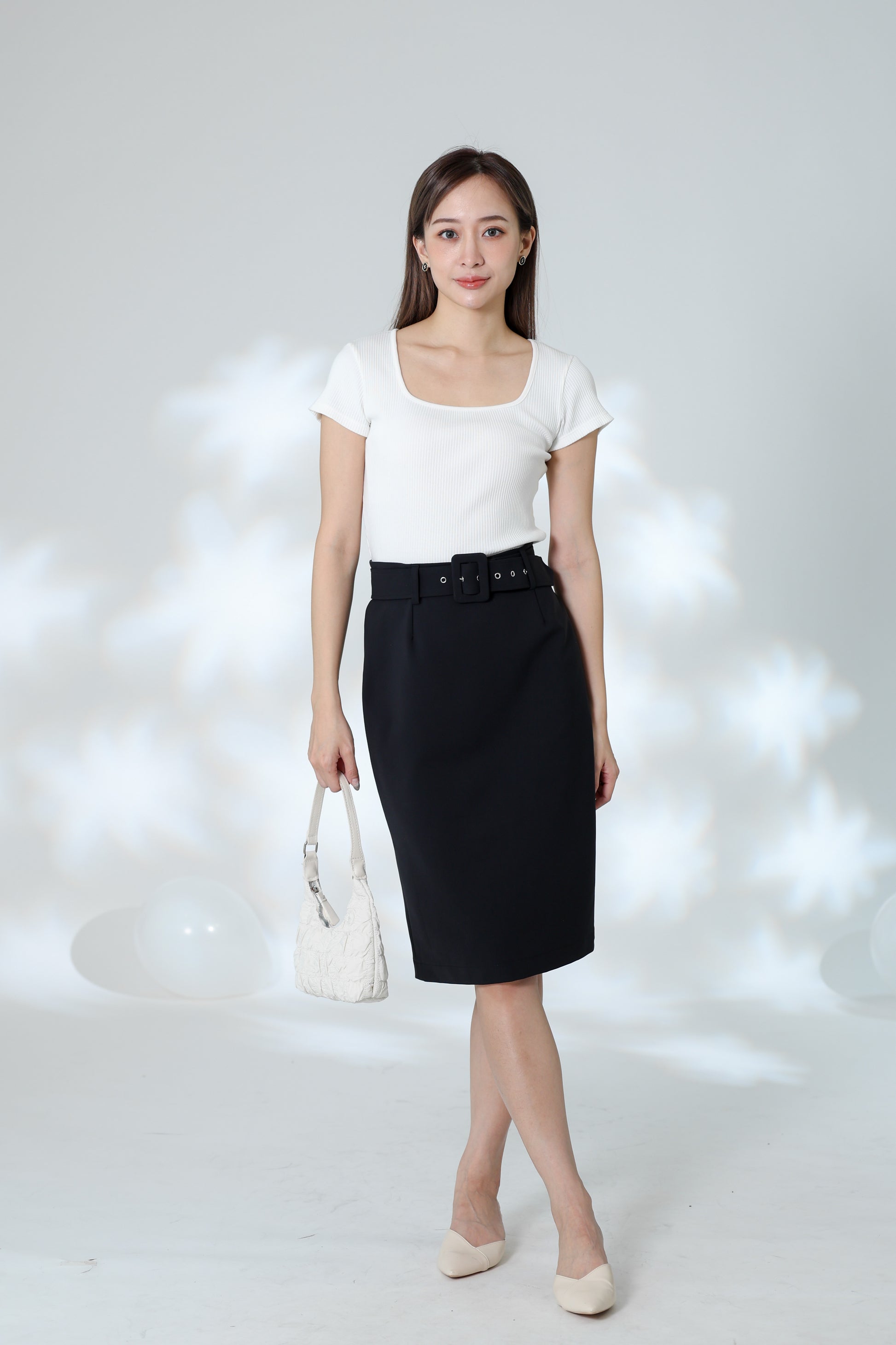 Natasha Side Slit Skirt - Black