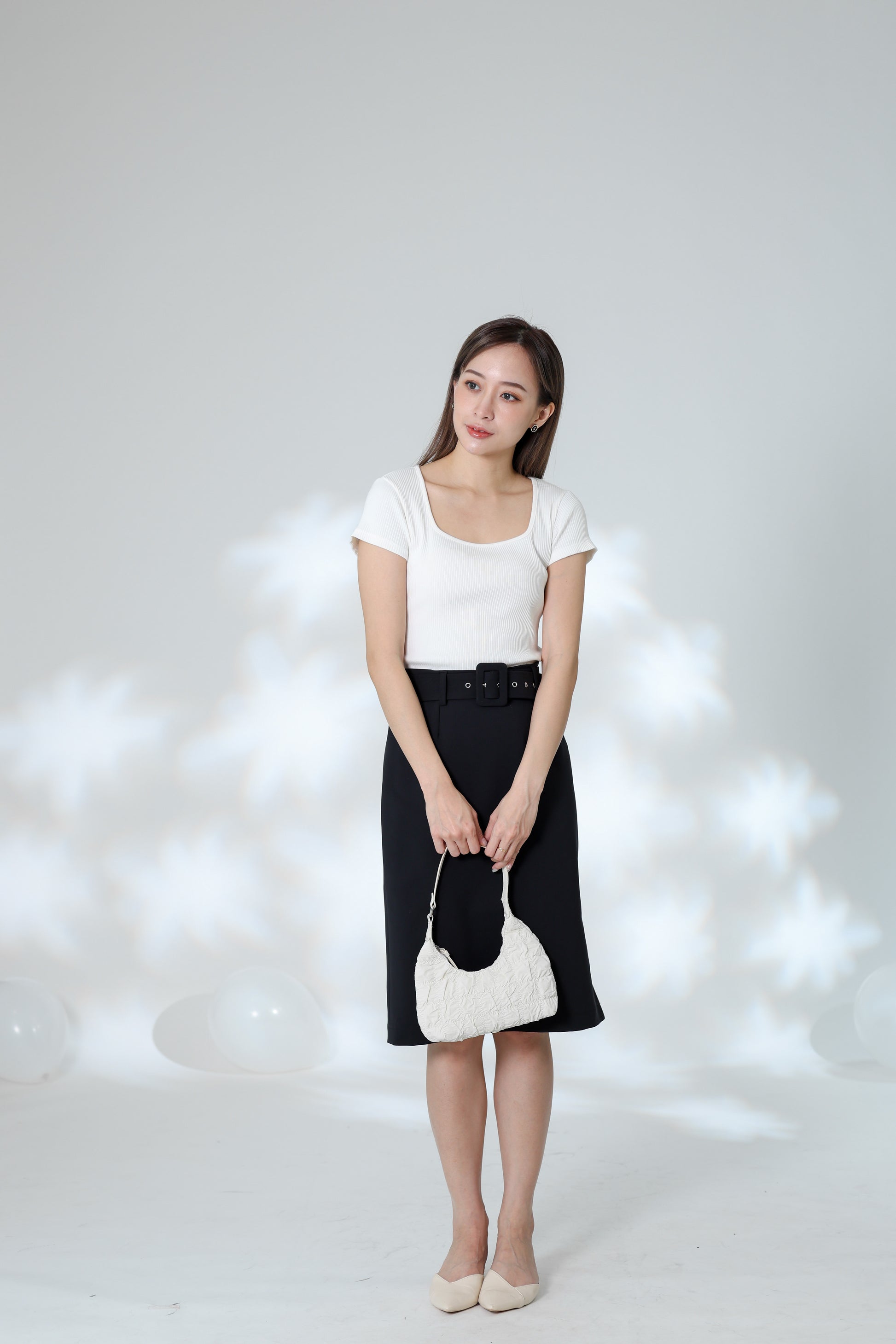Natasha Side Slit Skirt - Black