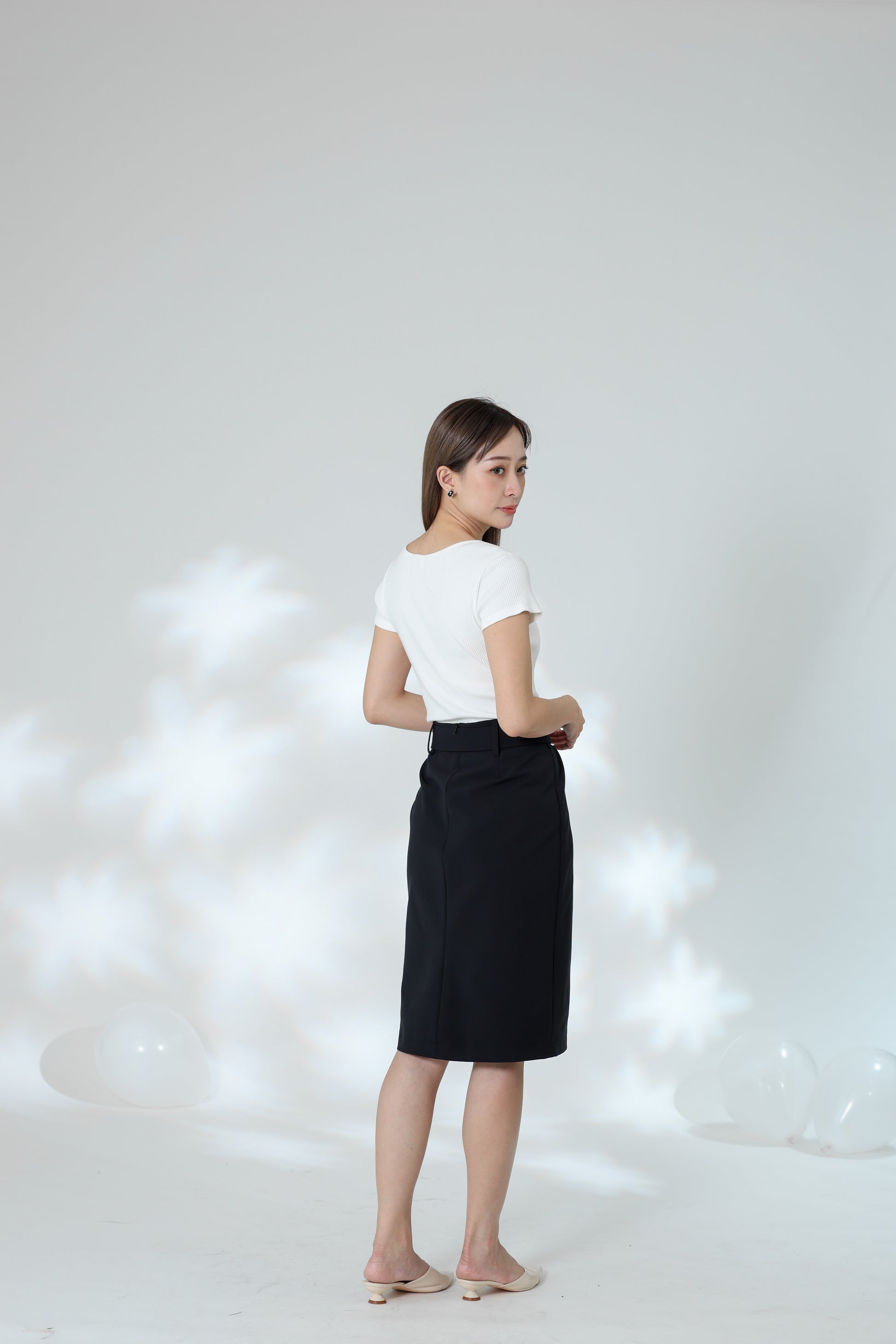 Natasha Side Slit Skirt - Black