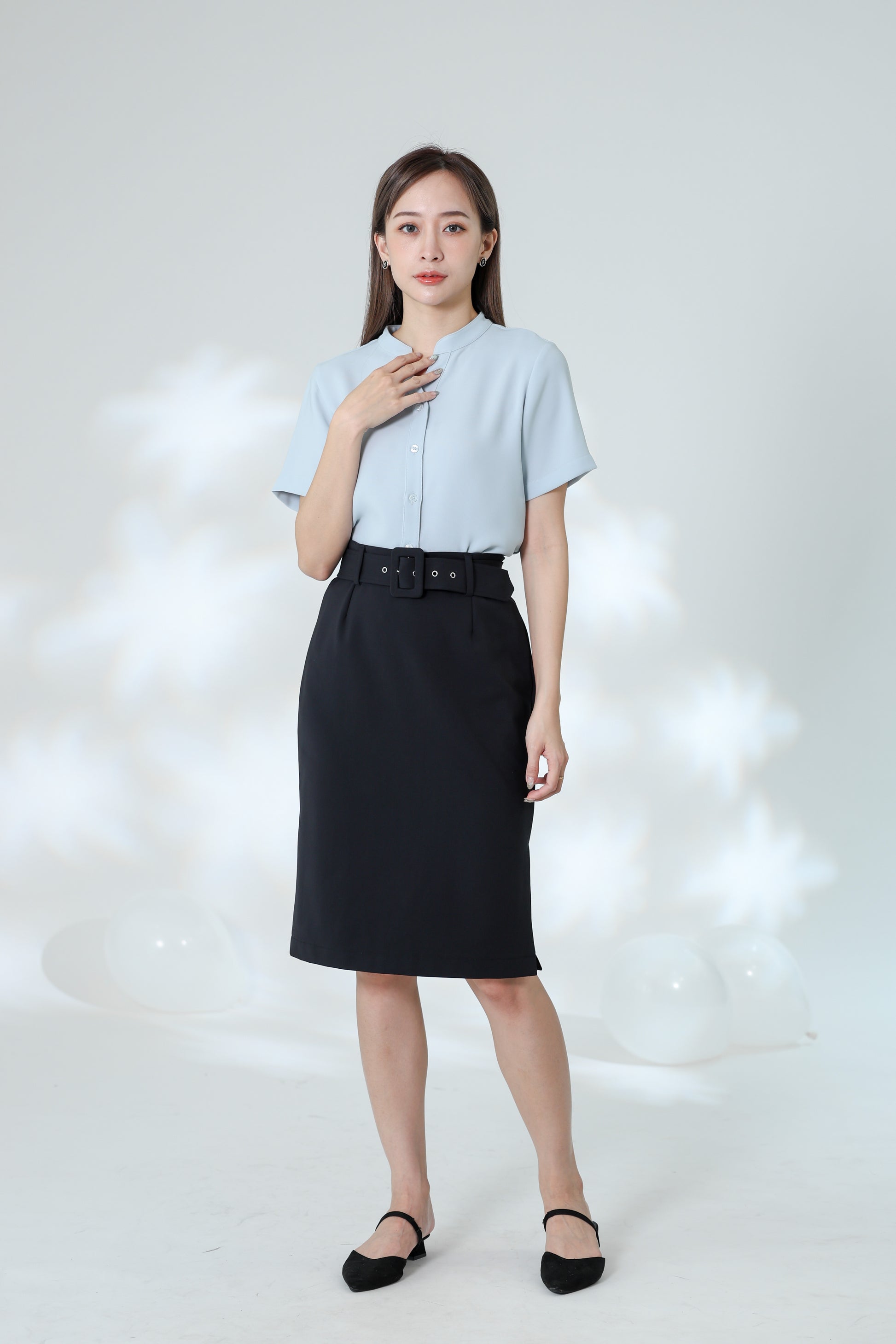 Natasha Side Slit Skirt - Black