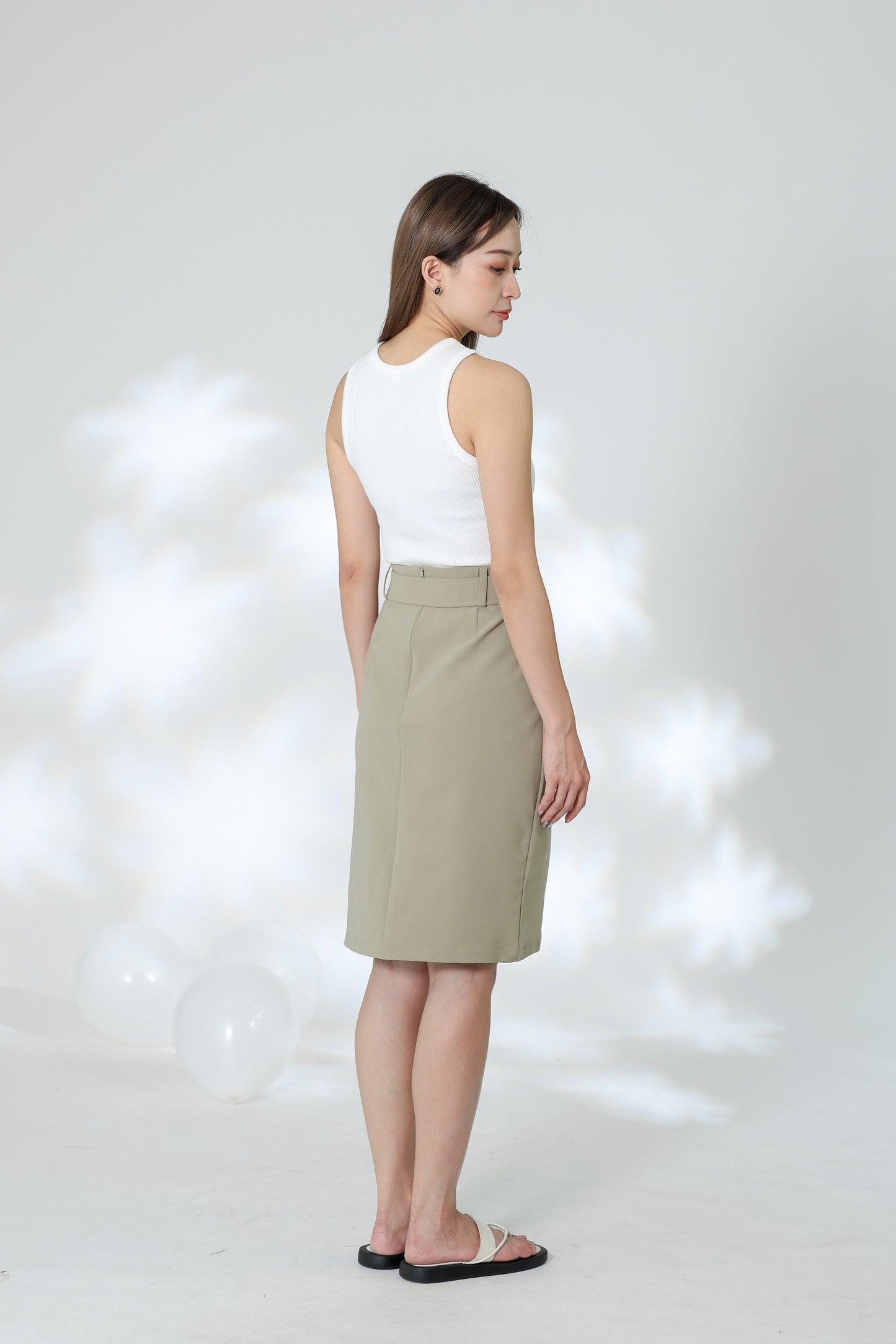 Natasha Side Slit Skirt - Khaki