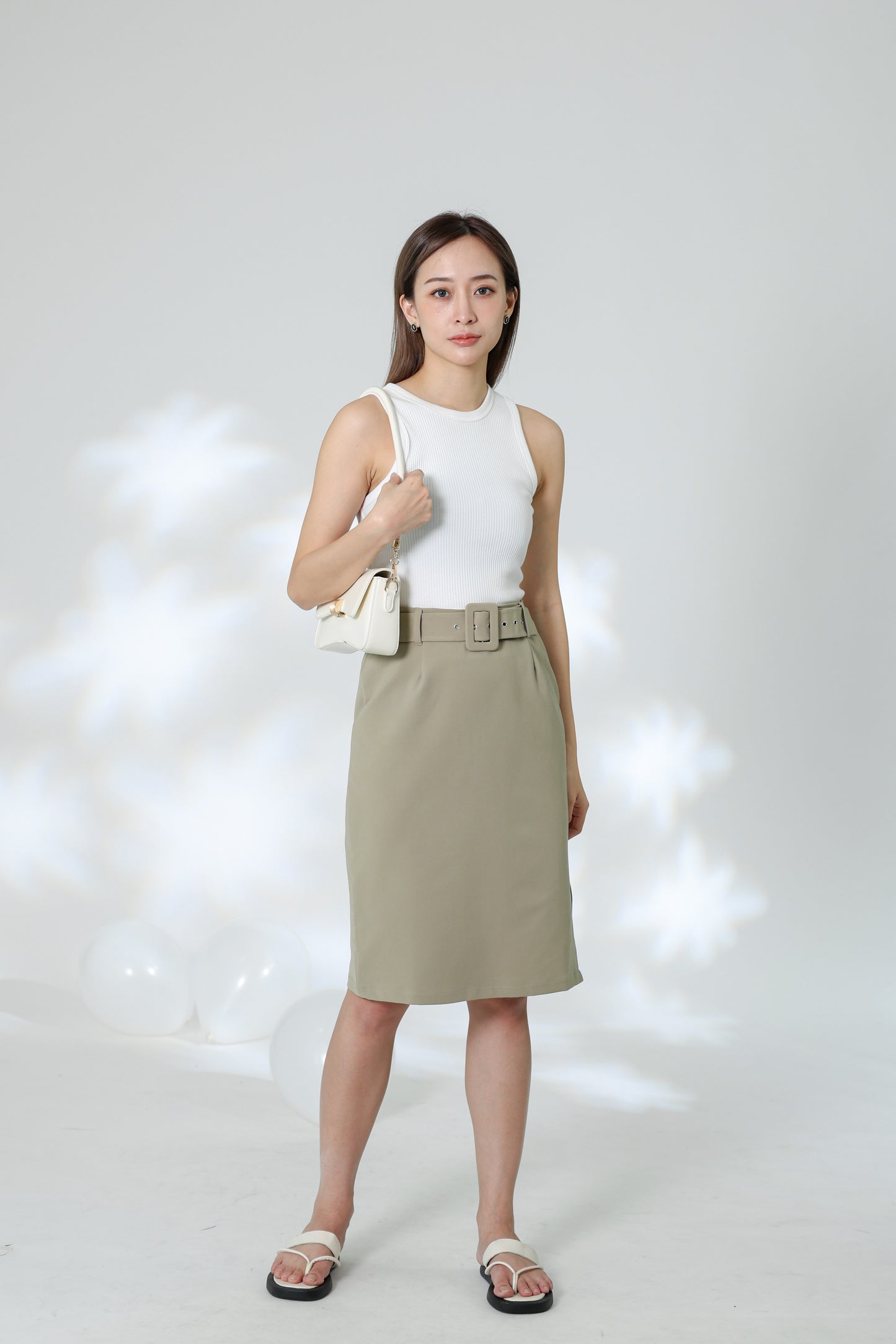 Natasha Side Slit Skirt - Khaki