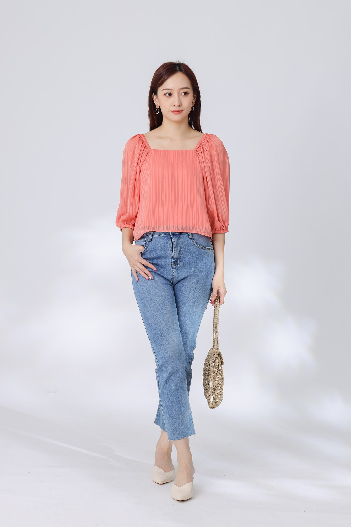 Nelia Trapezoid Top - Coral