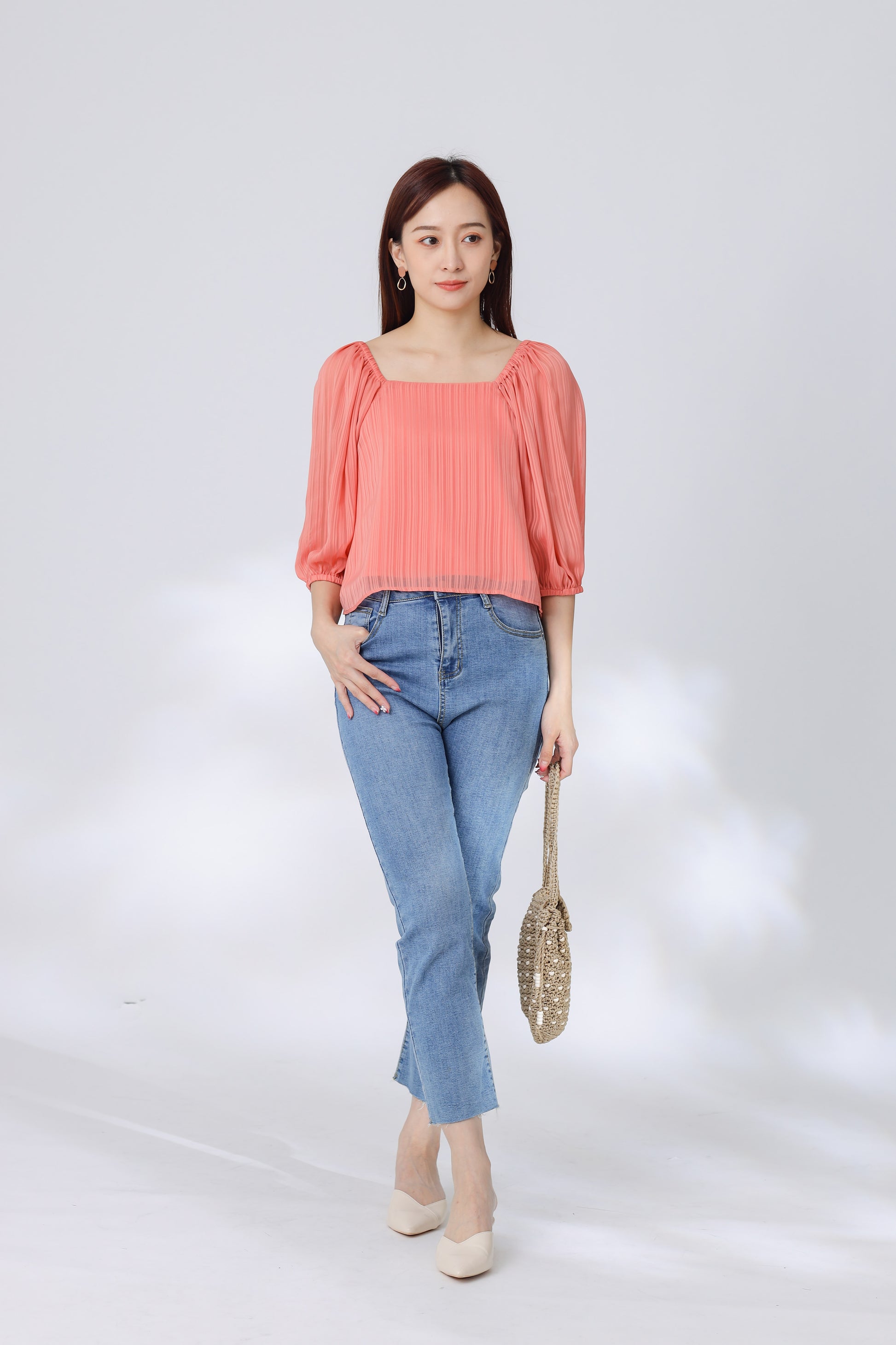 Nelia Trapezoid Top - Coral