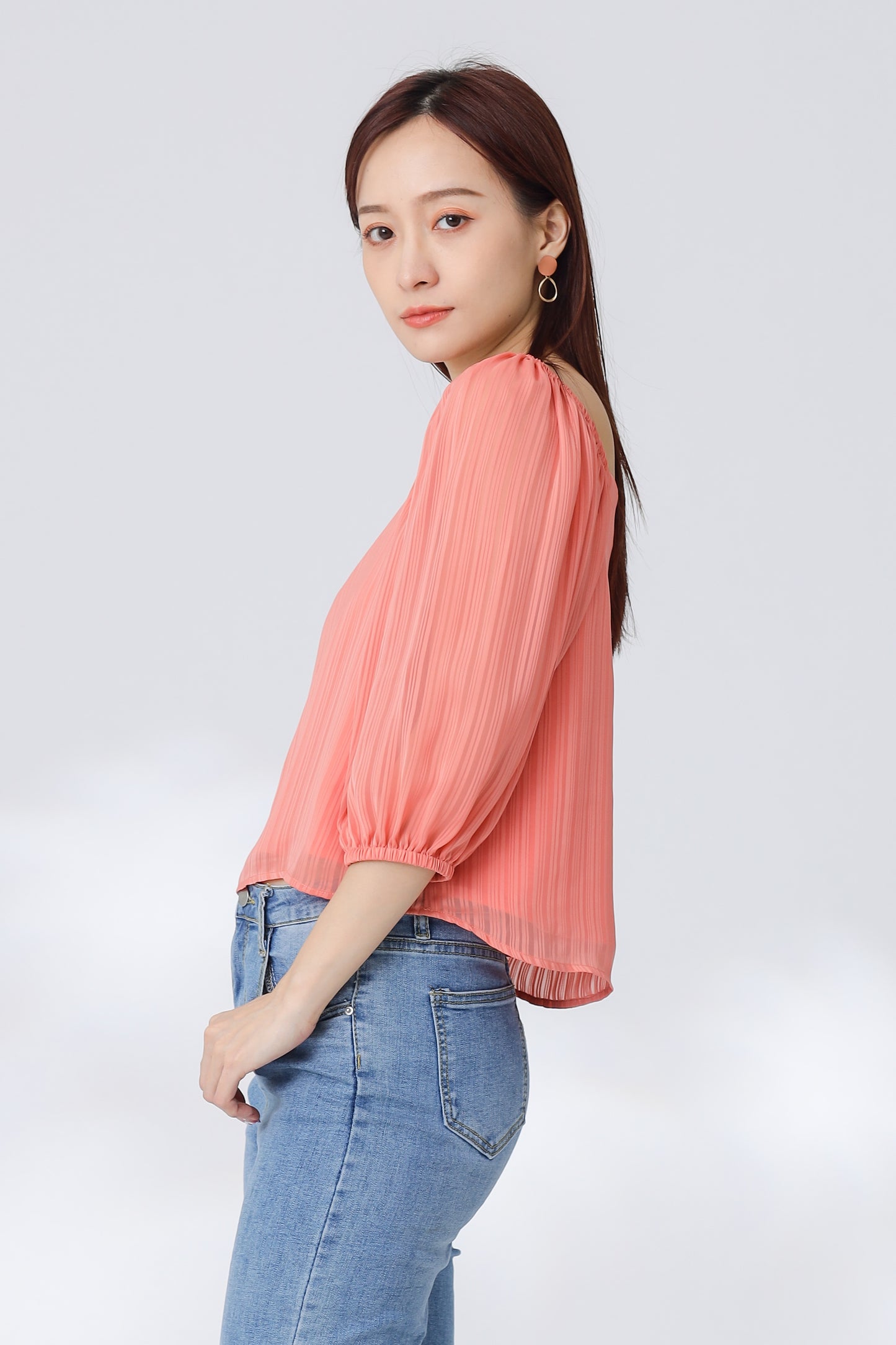 Nelia Trapezoid Top - Coral