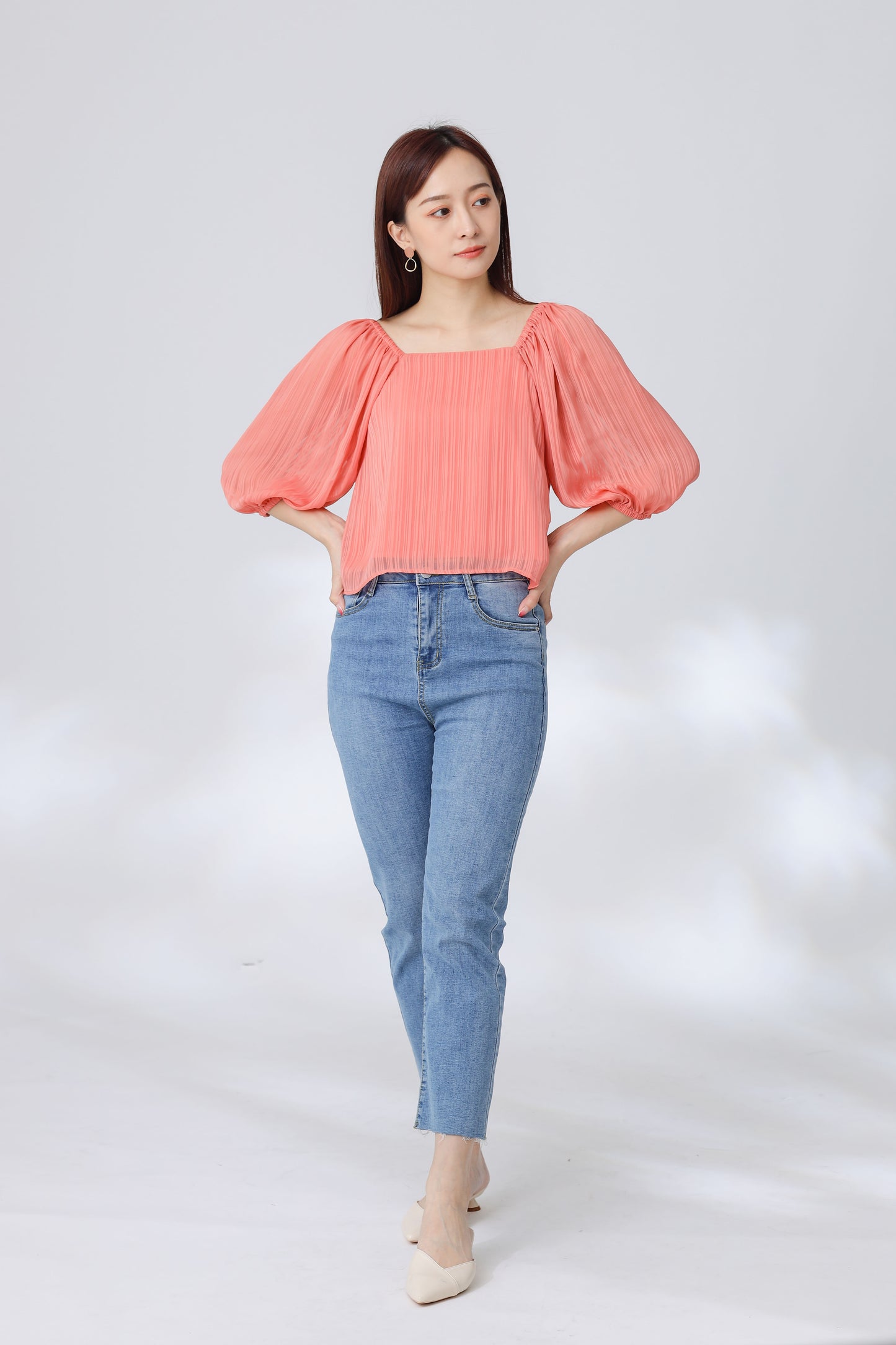 Nelia Trapezoid Top - Coral