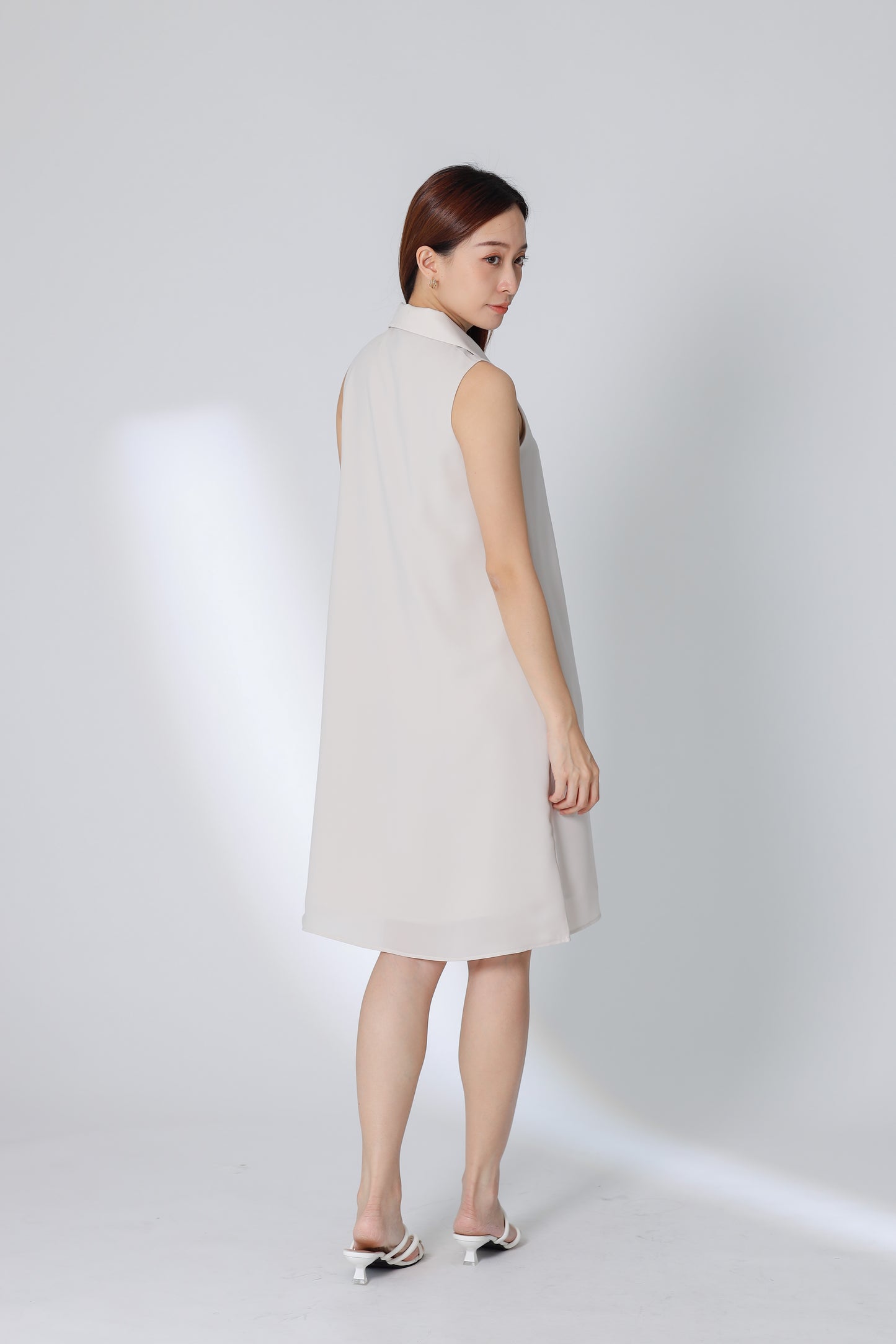 Nevina Peter Pan Collar Dress - Light Khaki