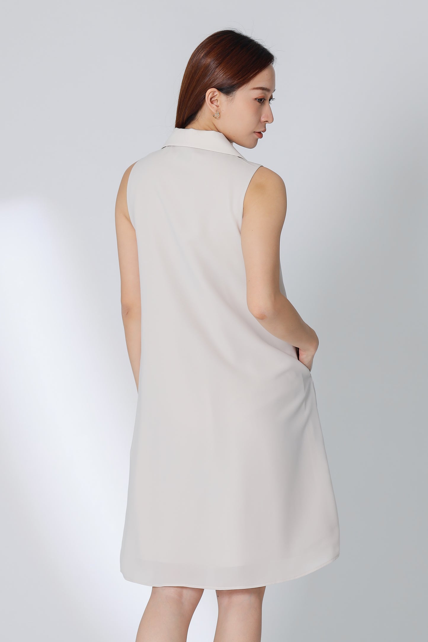 Nevina Peter Pan Collar Dress - Light Khaki