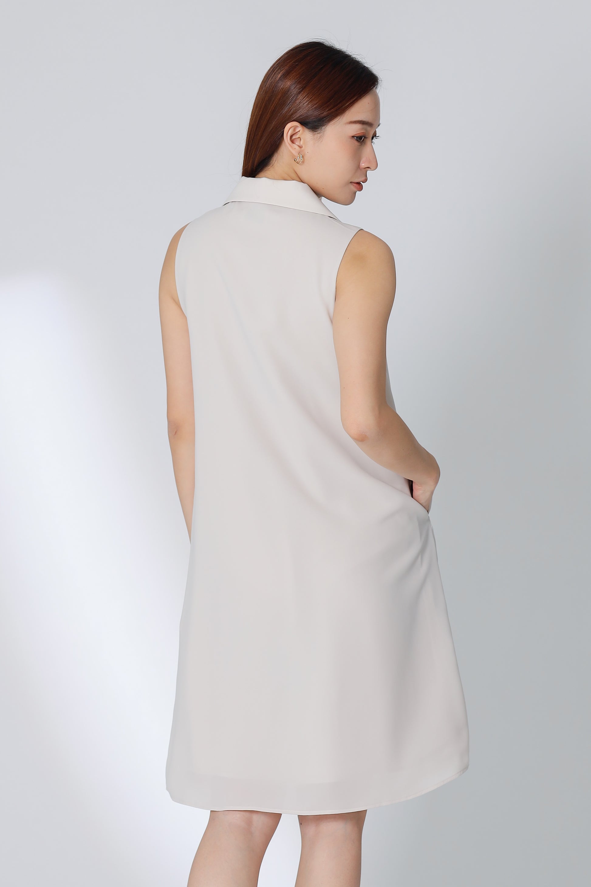 Nevina Peter Pan Collar Dress - Light Khaki