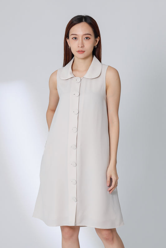 Nevina Peter Pan Collar Dress - Light Khaki