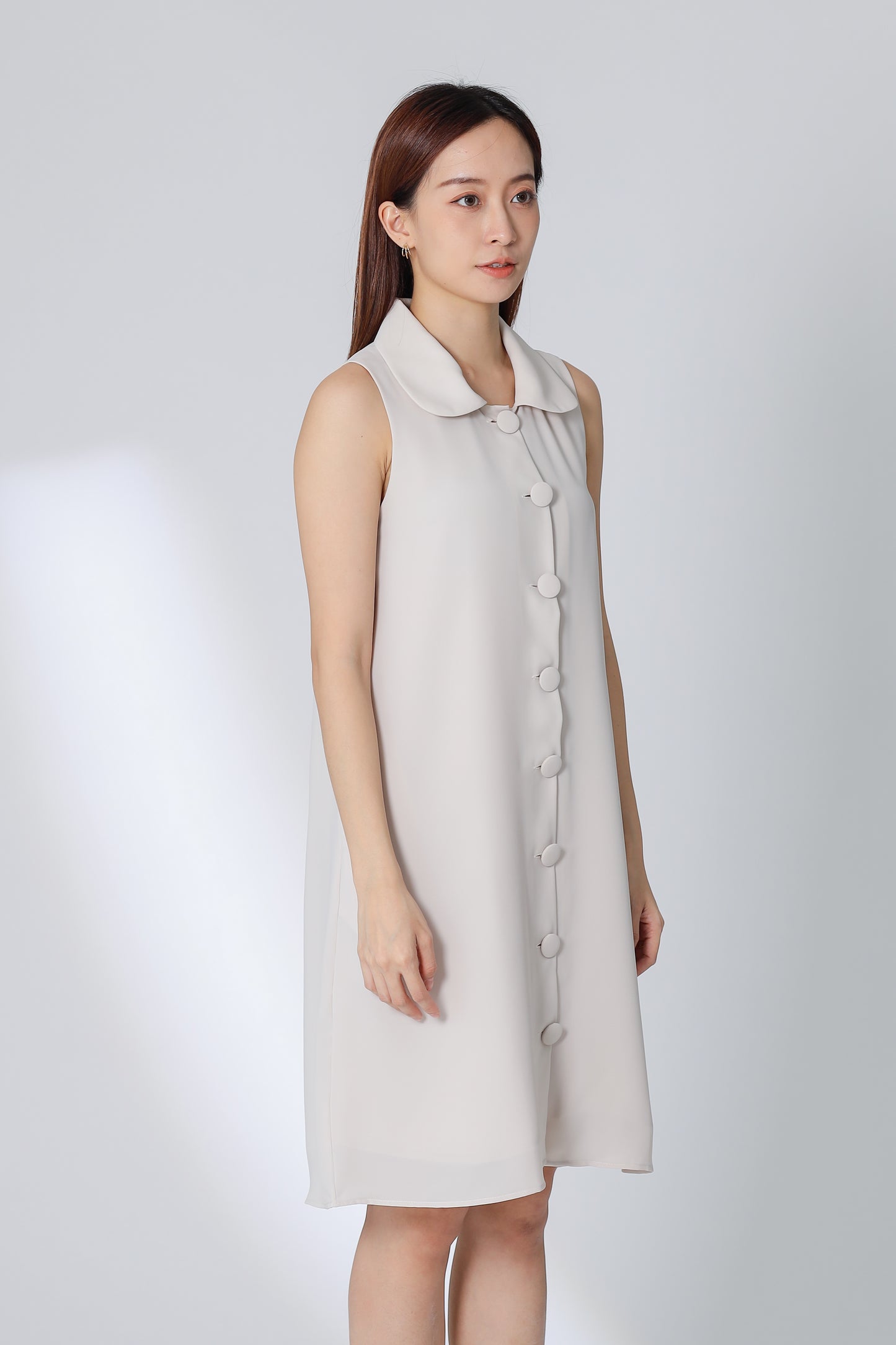 Nevina Peter Pan Collar Dress - Light Khaki