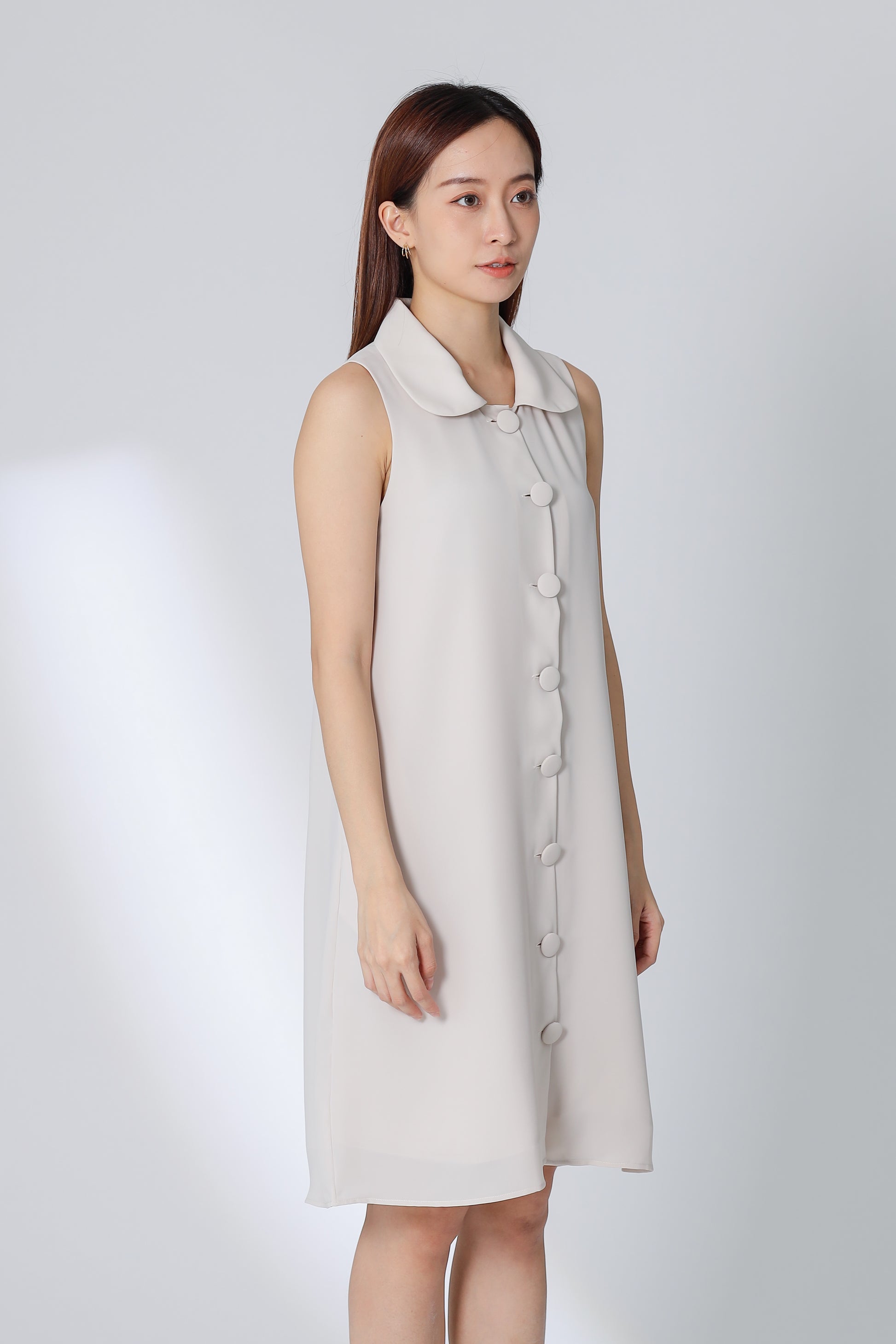 Nevina Peter Pan Collar Dress - Light Khaki