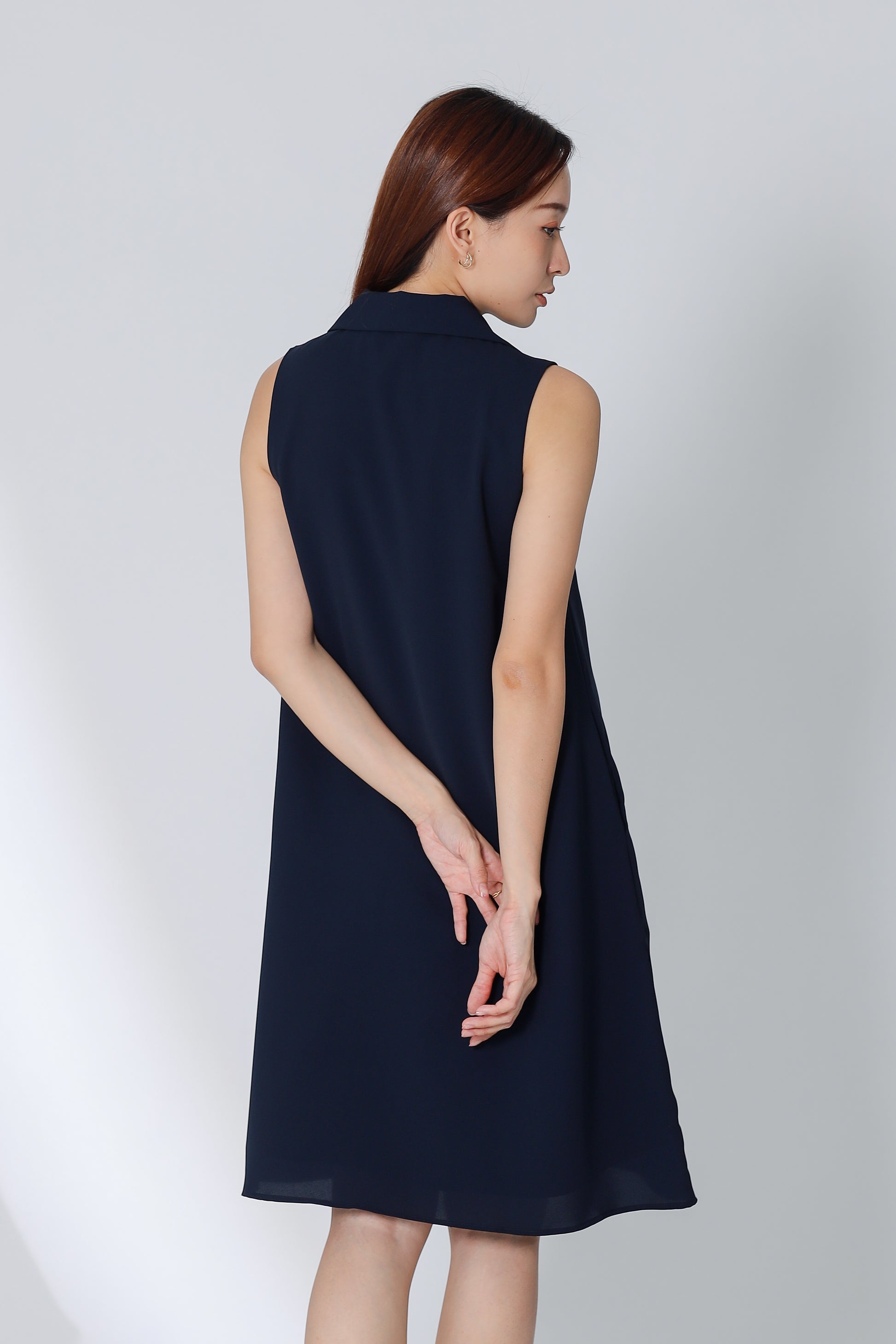 Nevina Peter Pan Collar Dress - Navy
