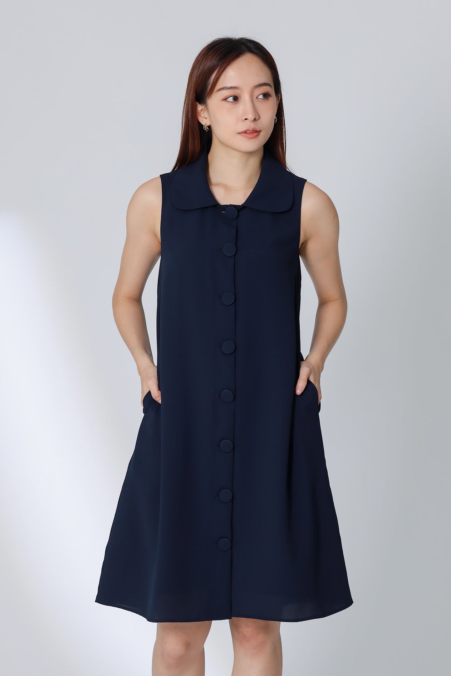 Nevina Peter Pan Collar Dress - Navy
