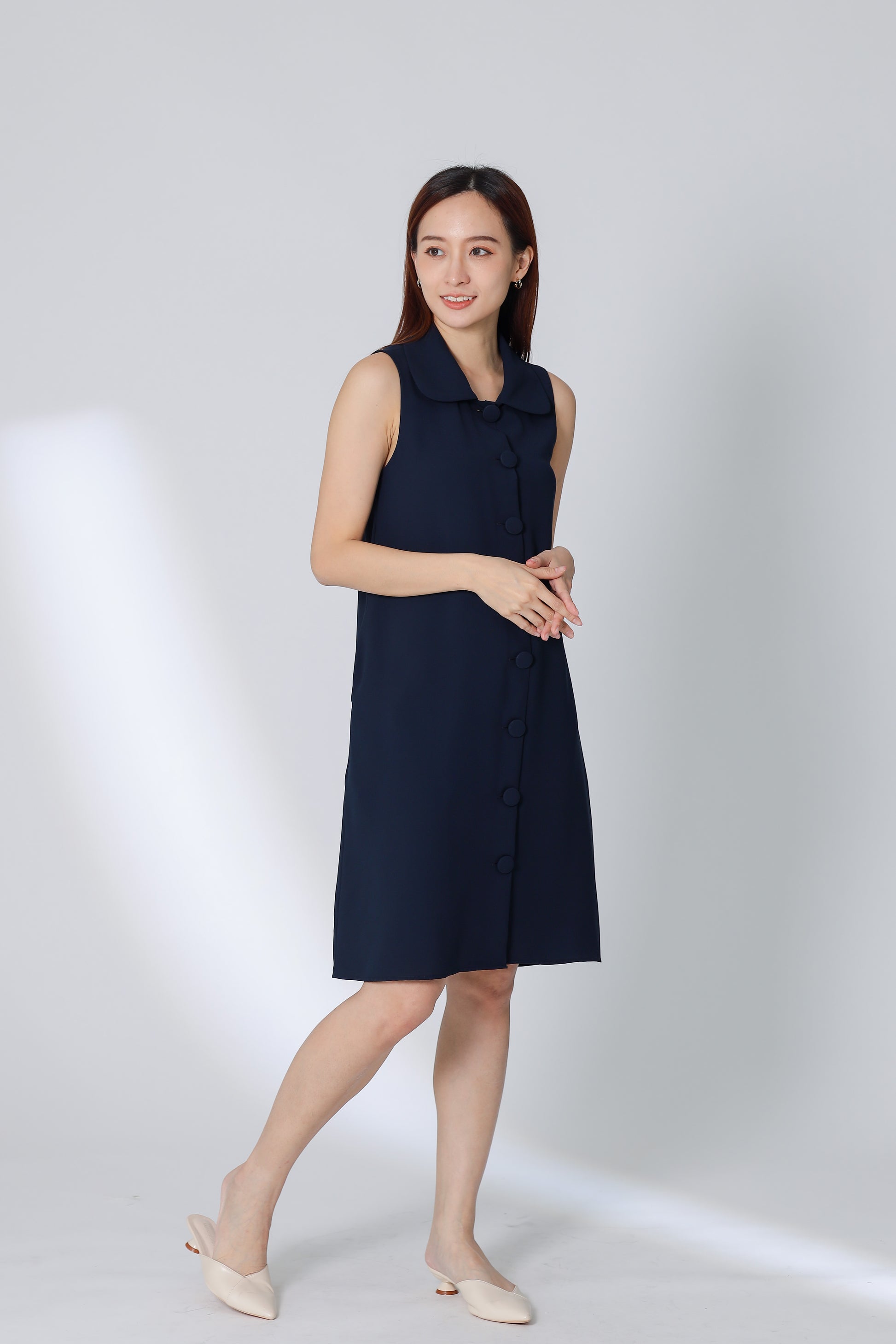 Nevina Peter Pan Collar Dress - Navy