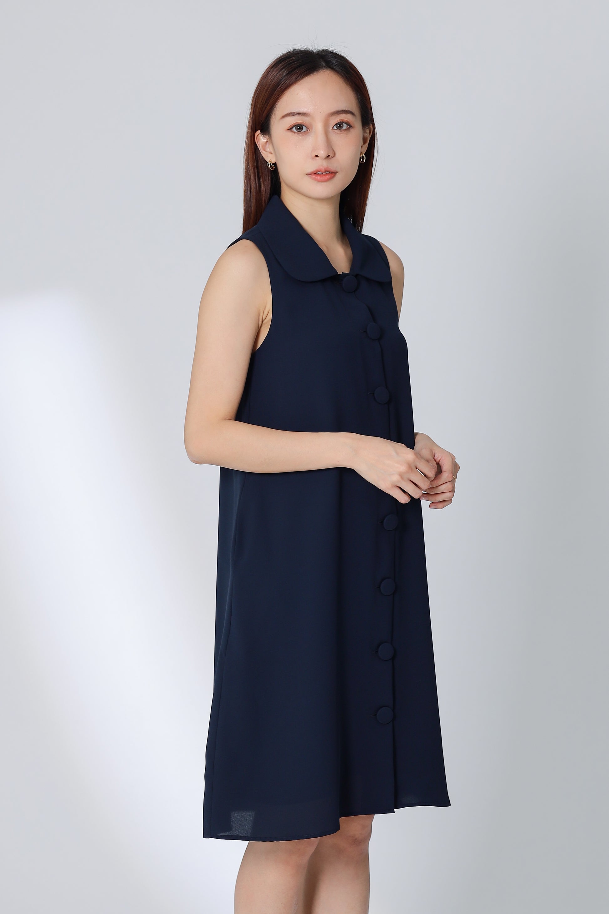 Nevina Peter Pan Collar Dress - Navy