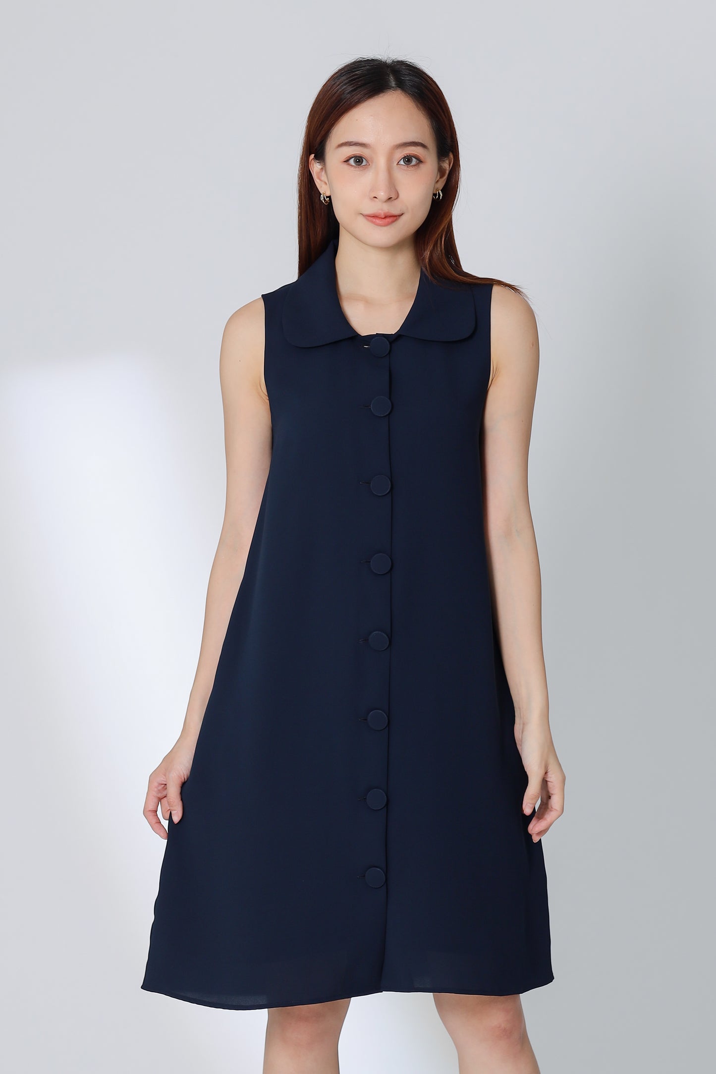 Nevina Peter Pan Collar Dress - Navy