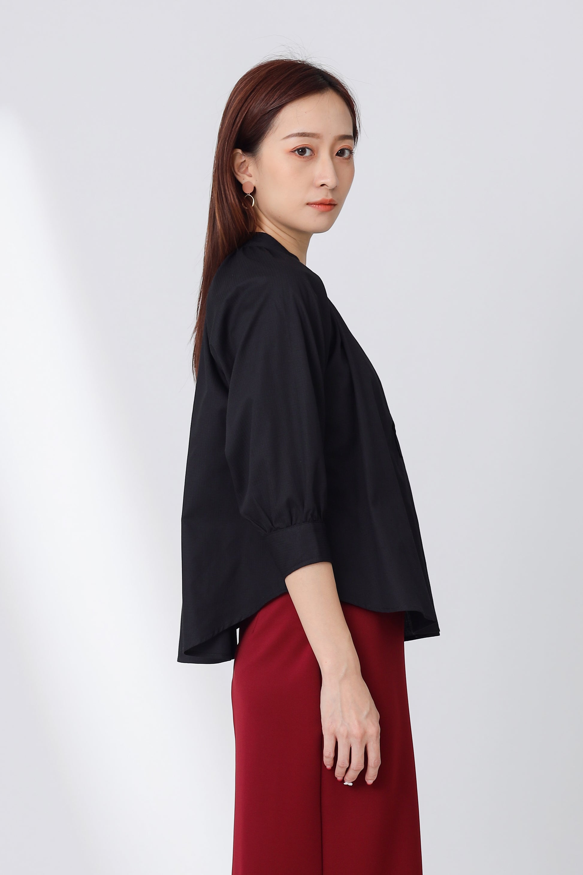 Nichole Raglan Sleeve Button Top - Black