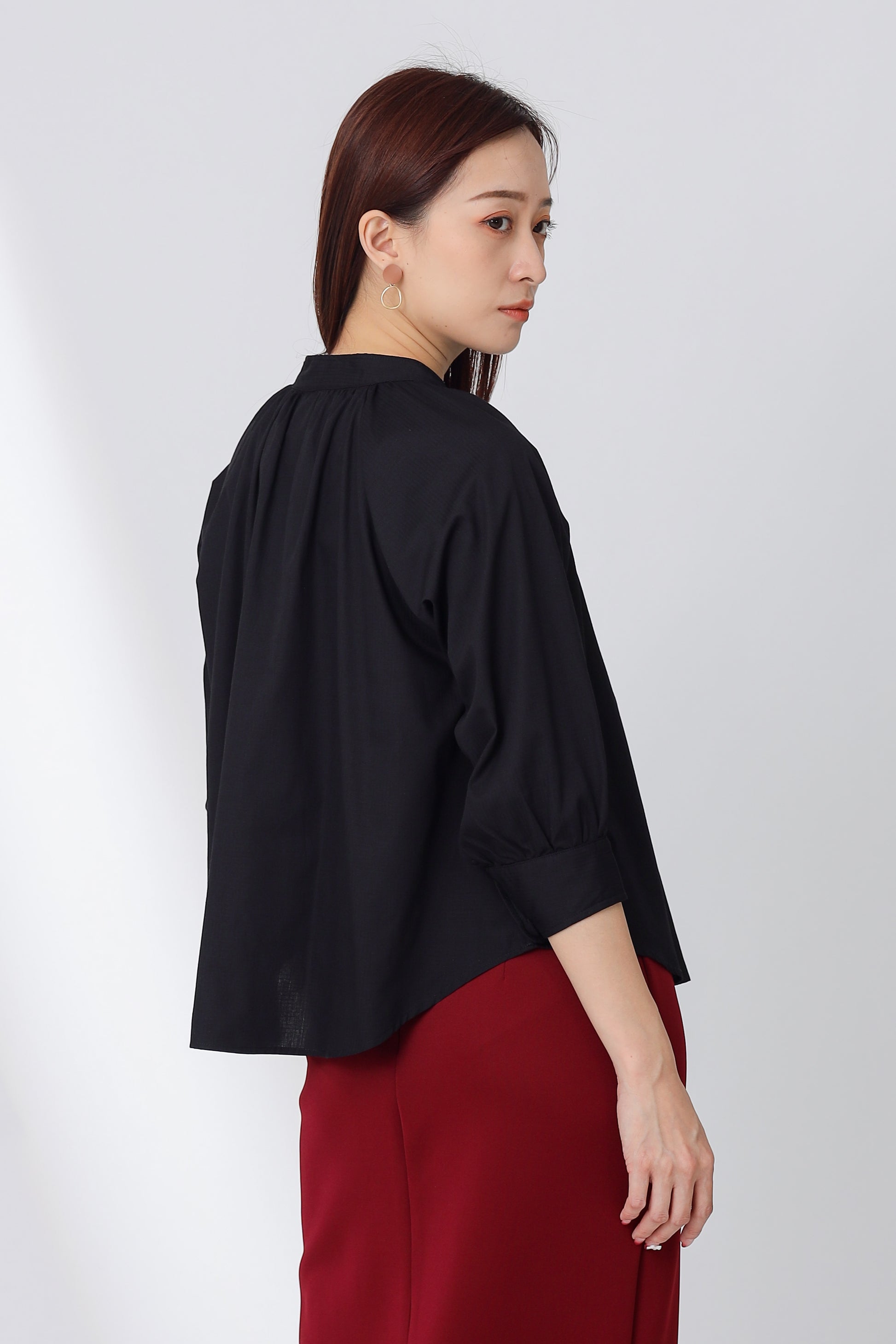Nichole Raglan Sleeve Button Top - Black