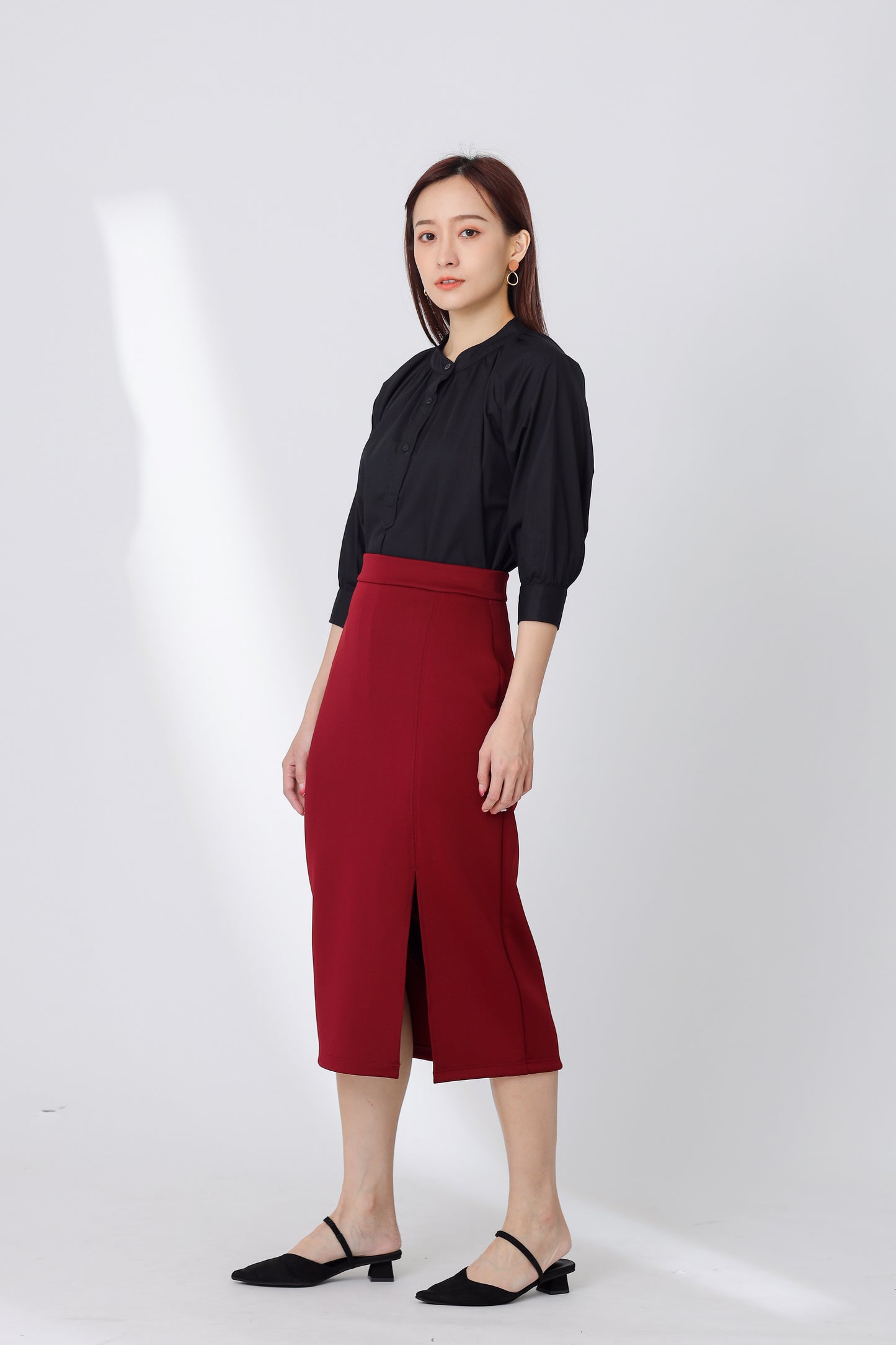 Nichole Raglan Sleeve Button Top - Black