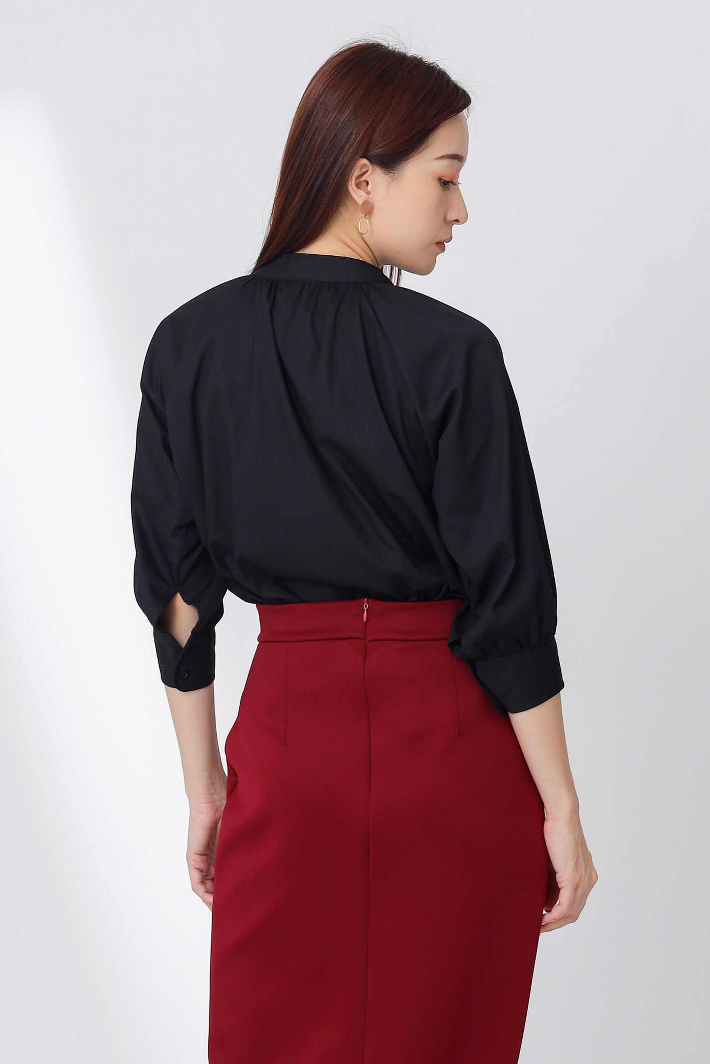 Nichole Raglan Sleeve Button Top - Black