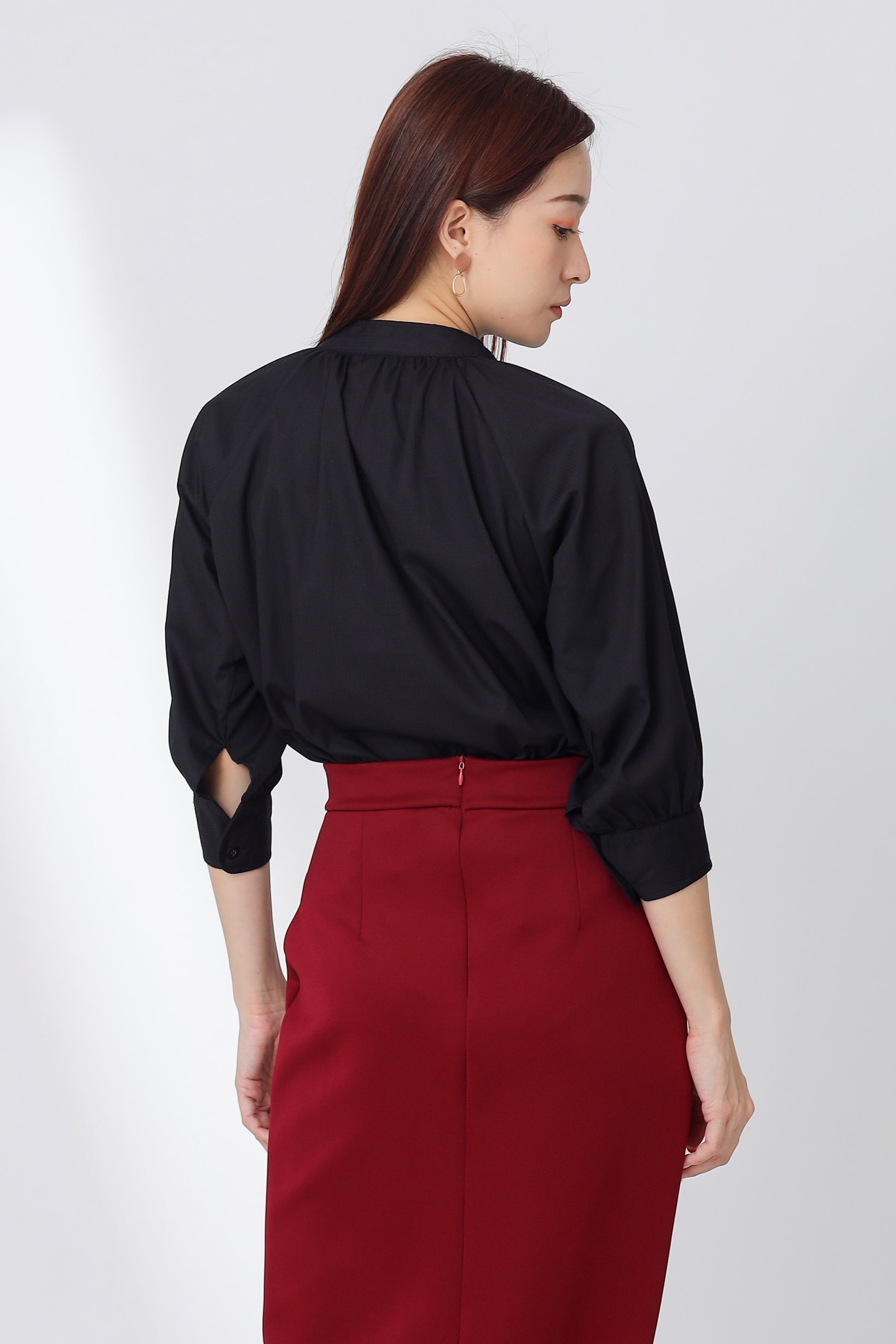 Nichole Raglan Sleeve Button Top - Black