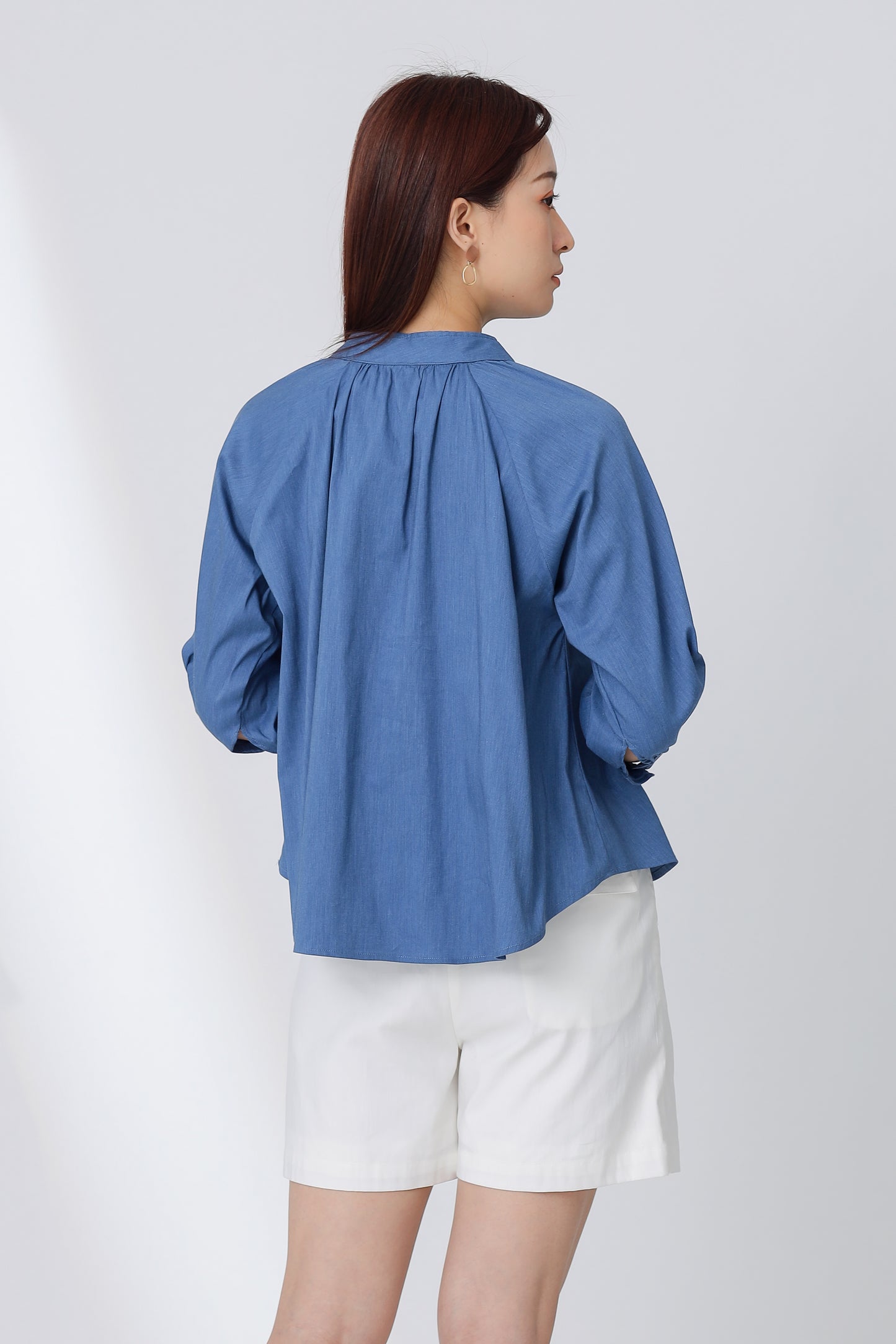 Nichole Raglan Sleeve Button Top - Blue