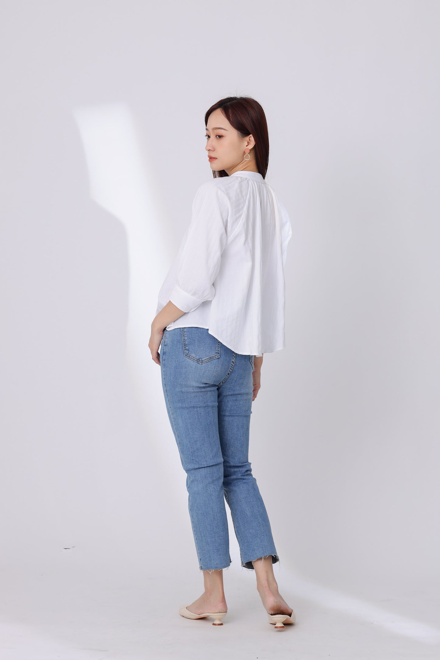 Nichole Raglan Sleeve Button Top - White