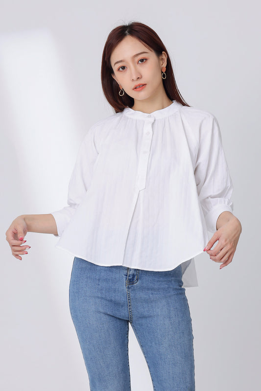 Nichole Raglan Sleeve Button Top - White