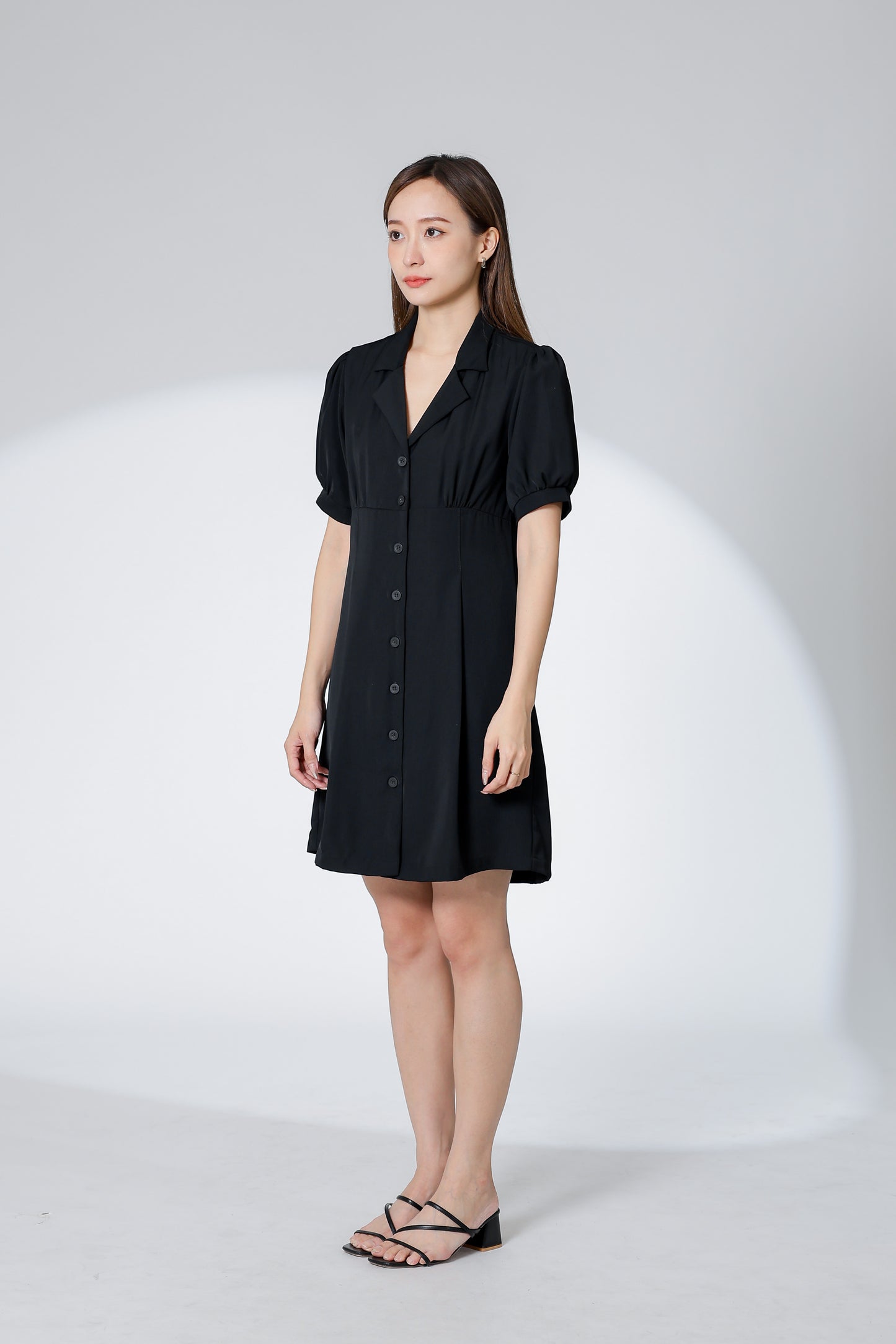 Odina Notched Lapel Dress - Black