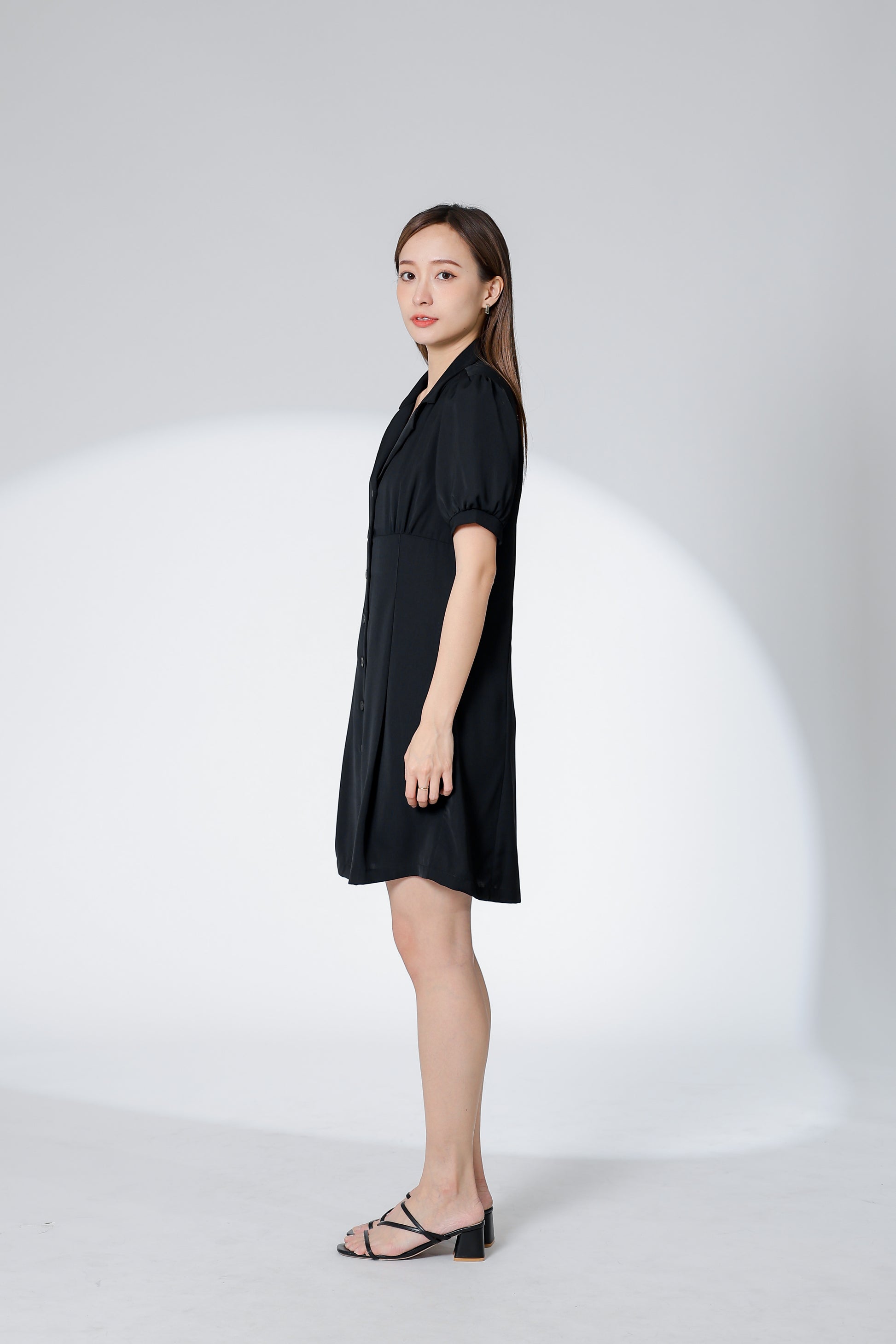 Odina Notched Lapel Dress - Black