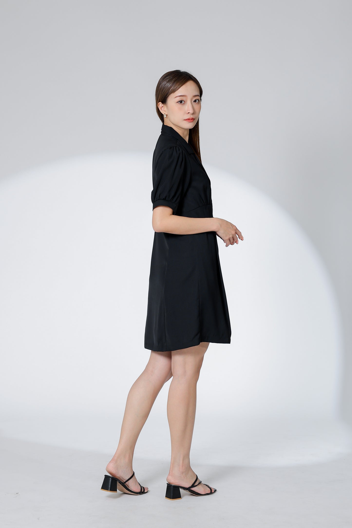 Odina Notched Lapel Dress - Black