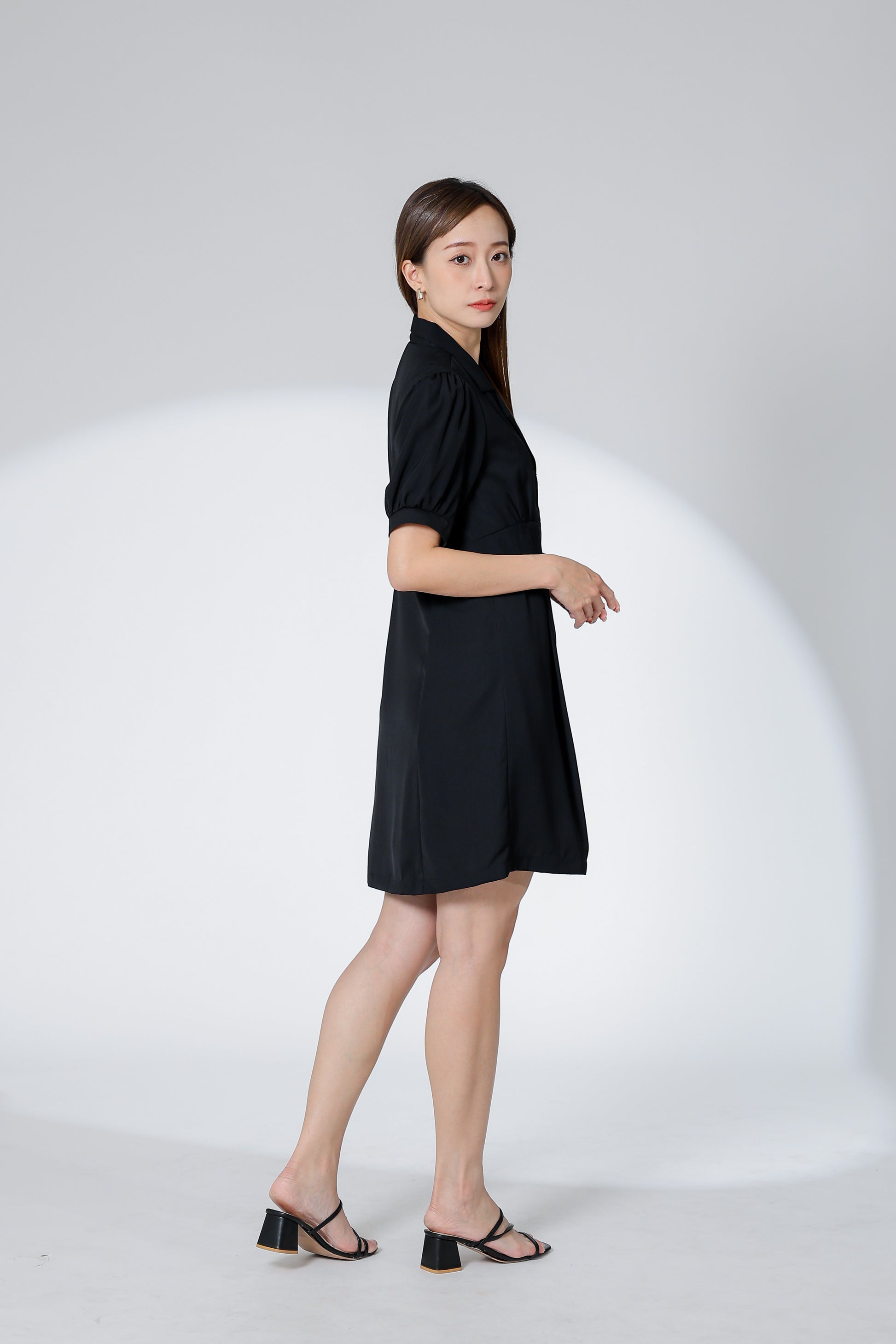 Odina Notched Lapel Dress - Black