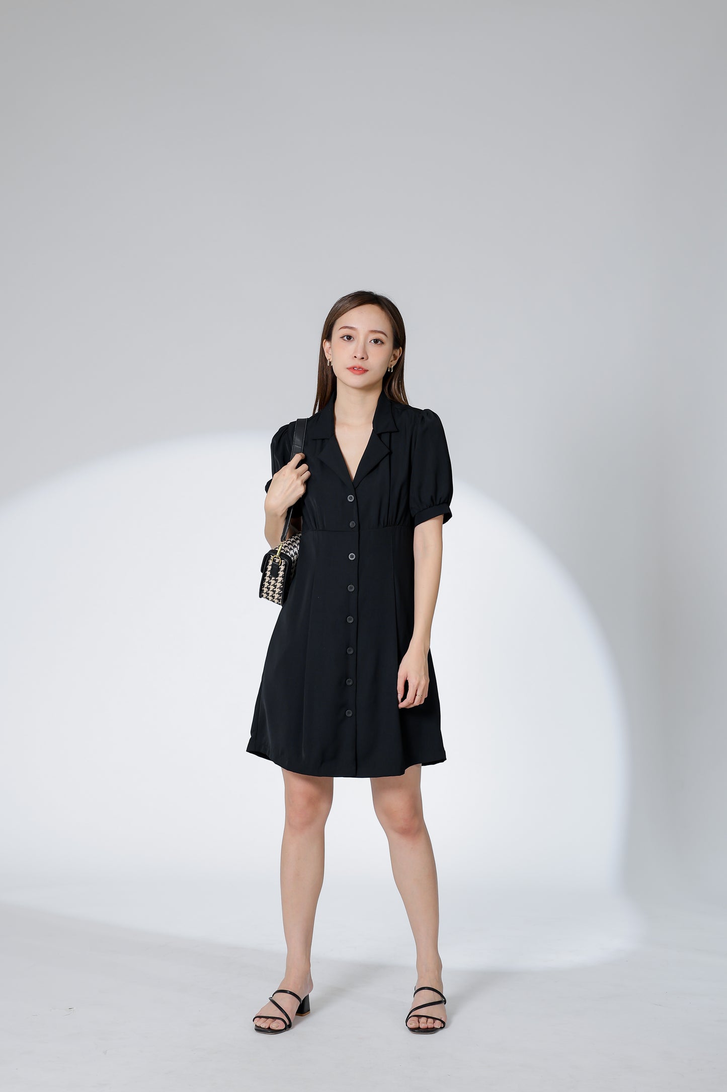Odina Notched Lapel Dress - Black