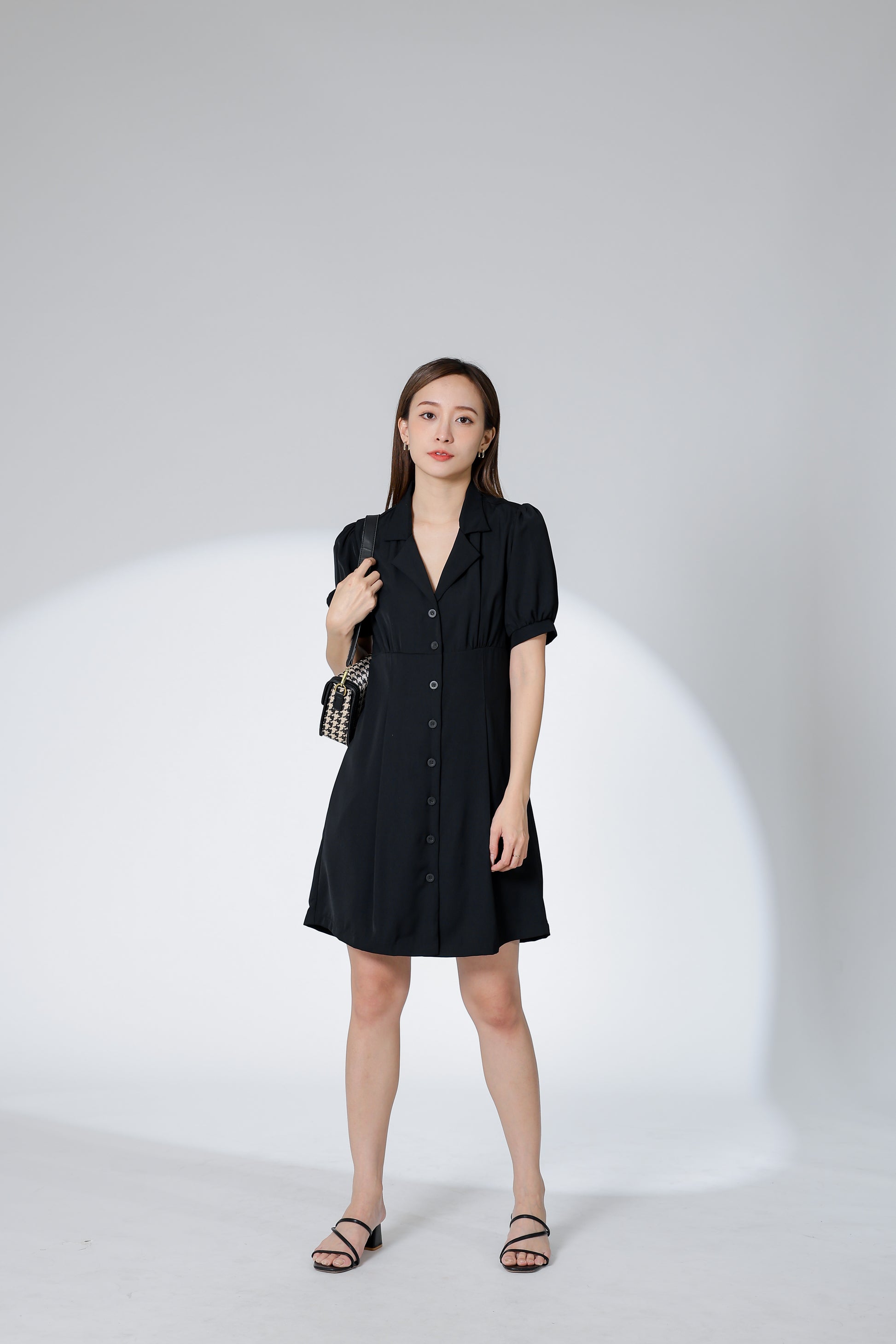 Odina Notched Lapel Dress - Black