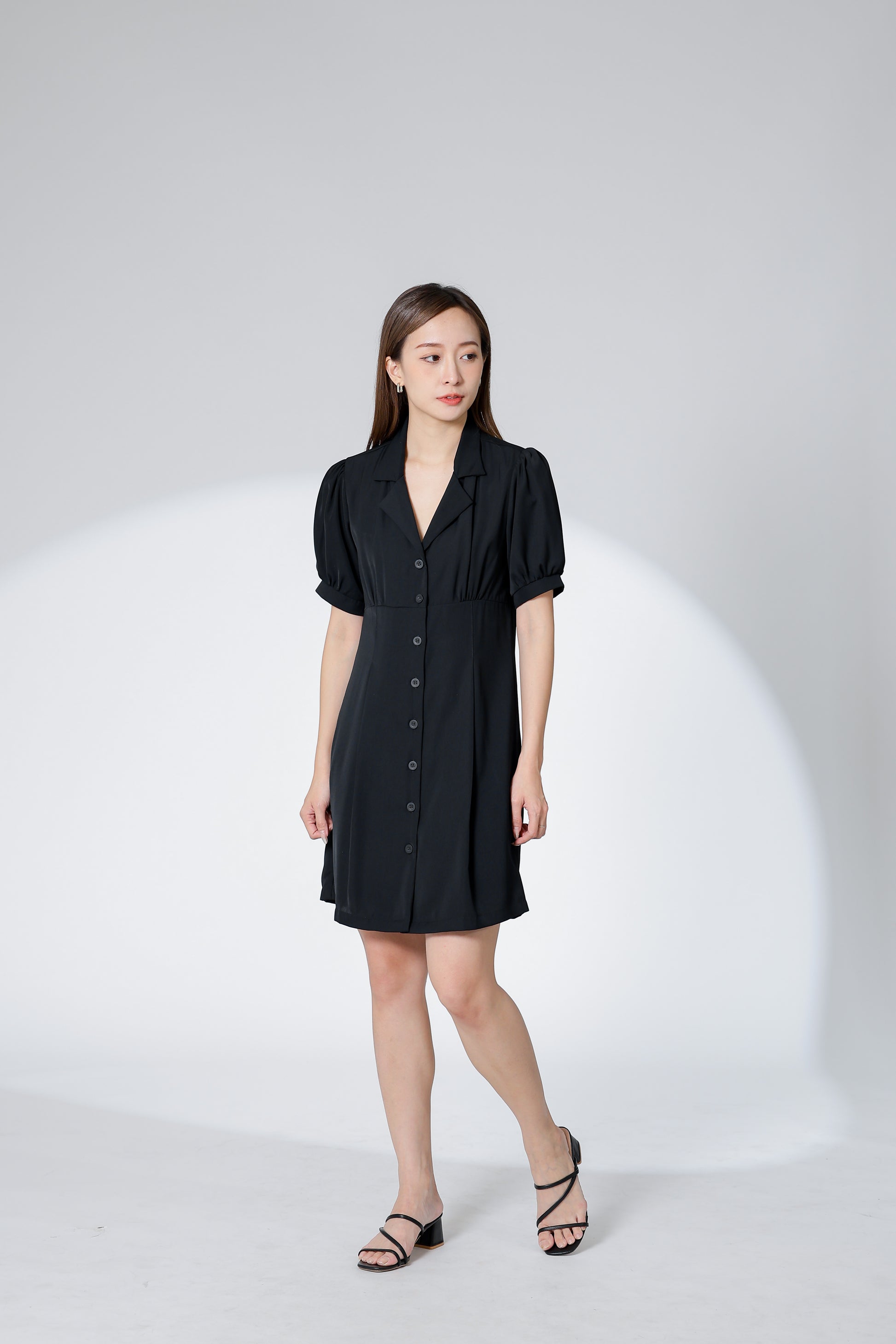Odina Notched Lapel Dress - Black