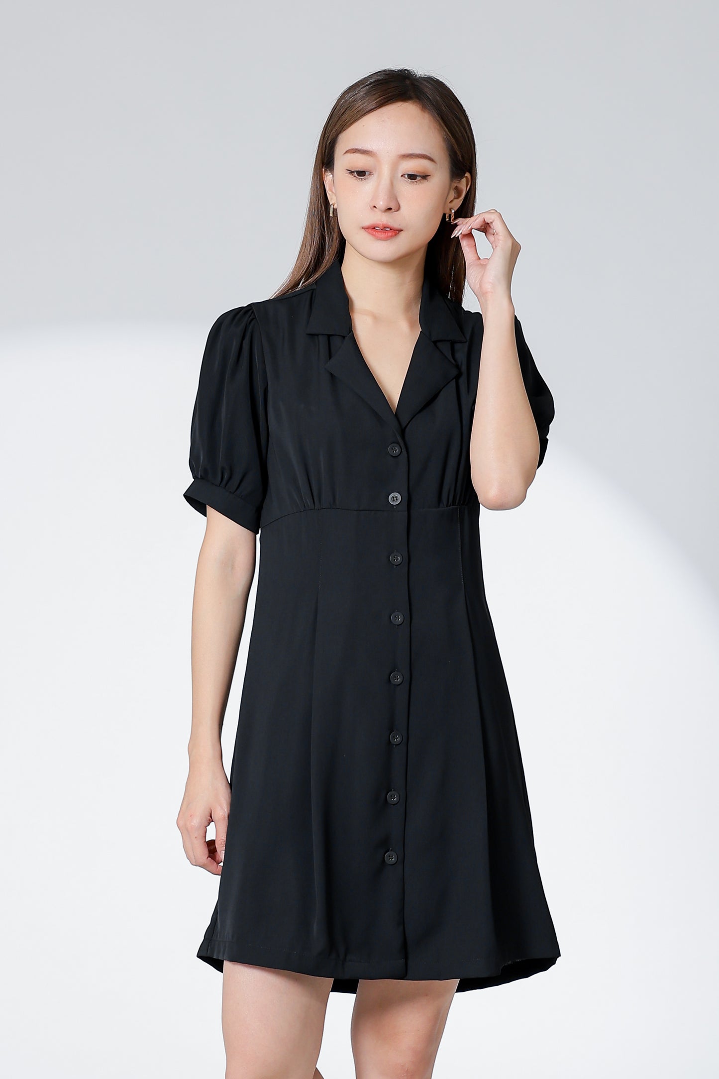 Odina Notched Lapel Dress - Black