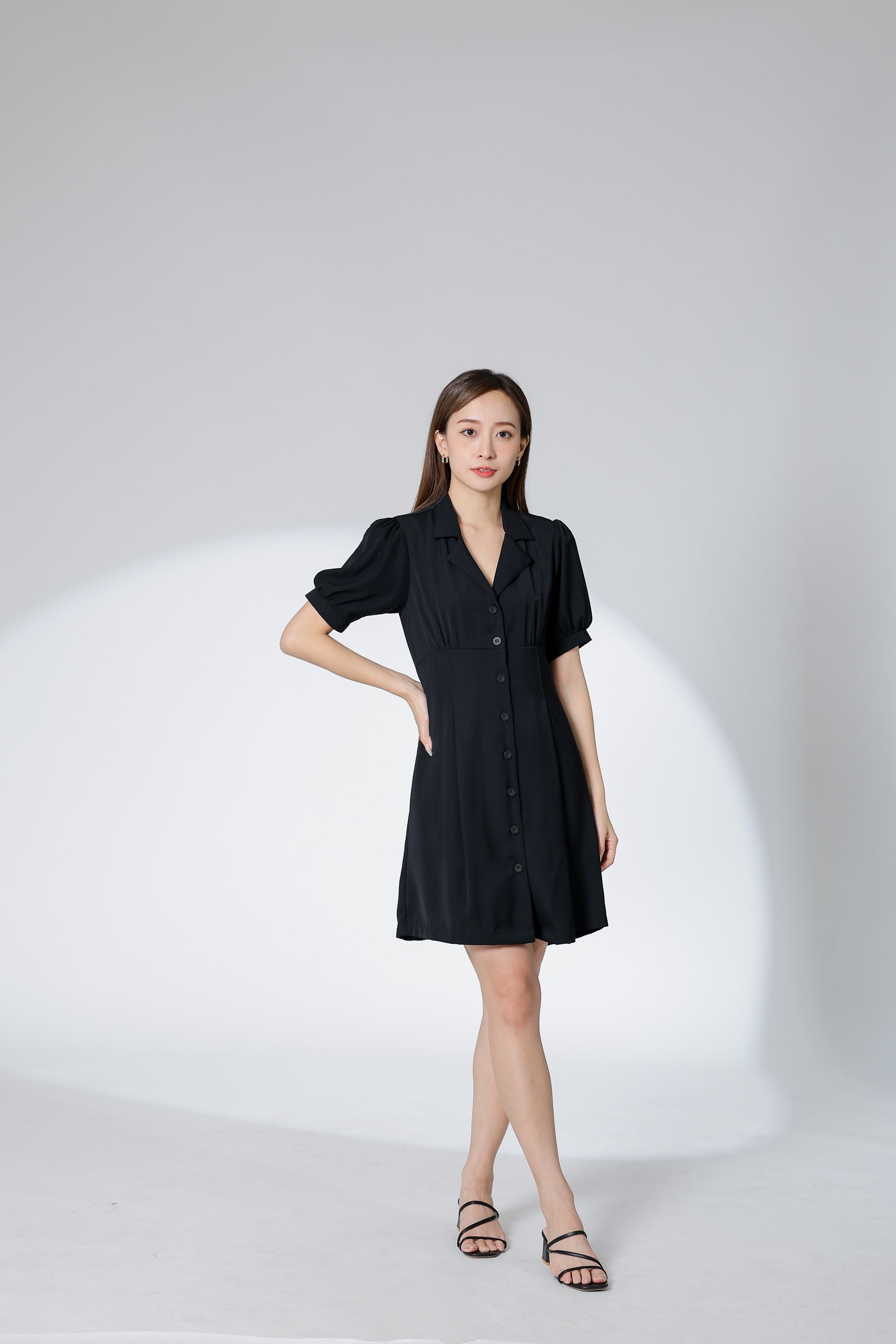 Odina Notched Lapel Dress - Black