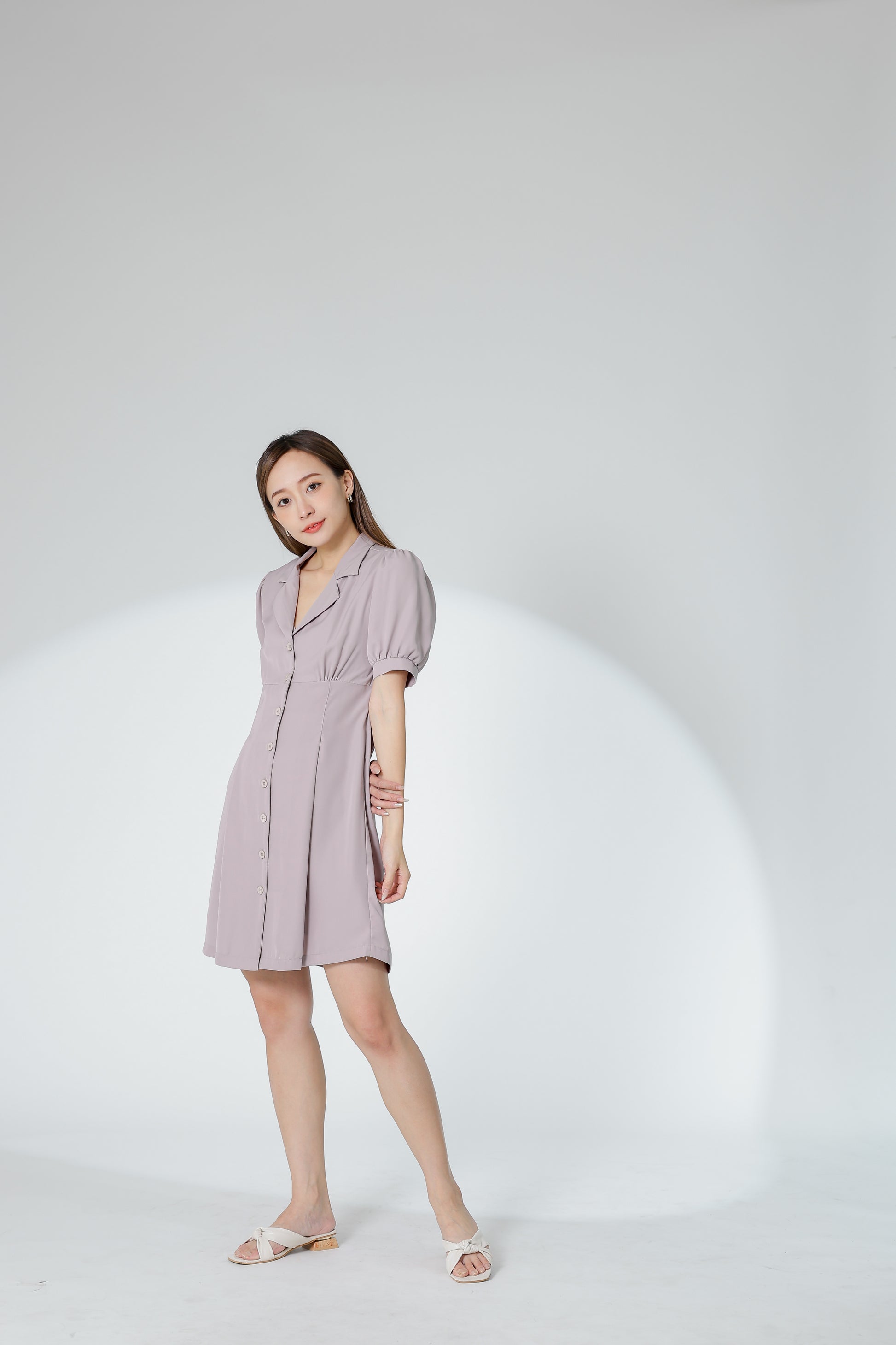 Odina Notched Lapel Dress - Oat